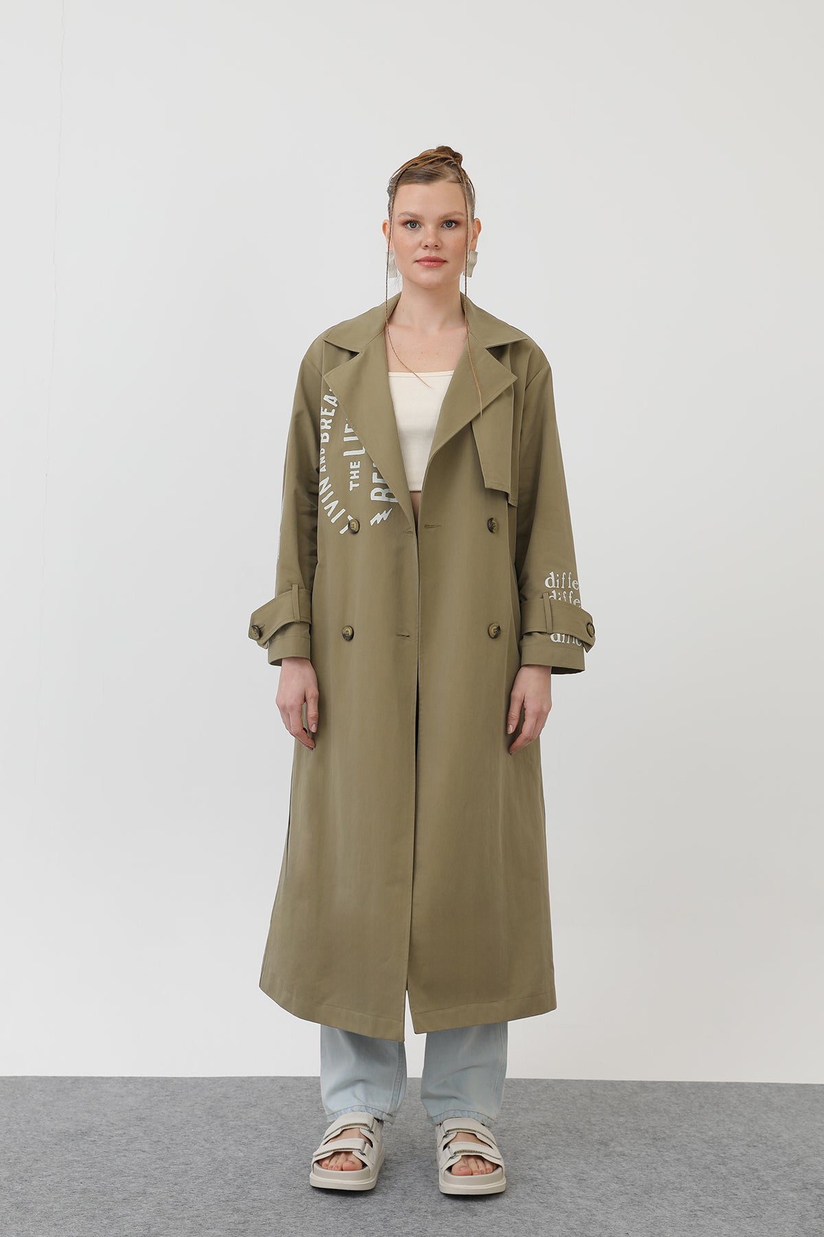 Kadın Baskılı Trench - 32139TRC