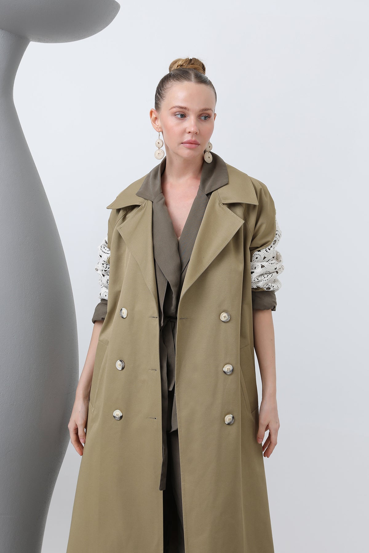 Kadın Dantel Detaylı Trench - 32140TRC