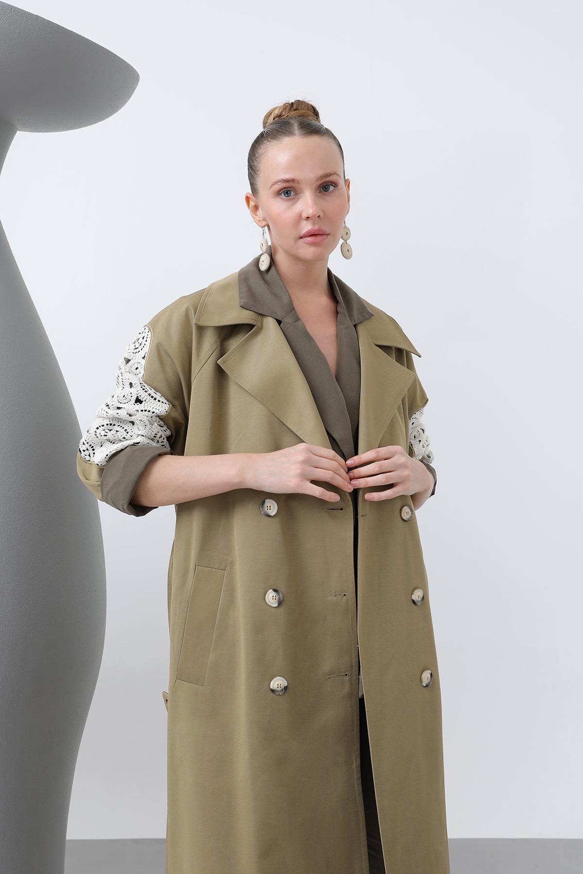 Kadın Dantel Detaylı Trench - 32140TRC