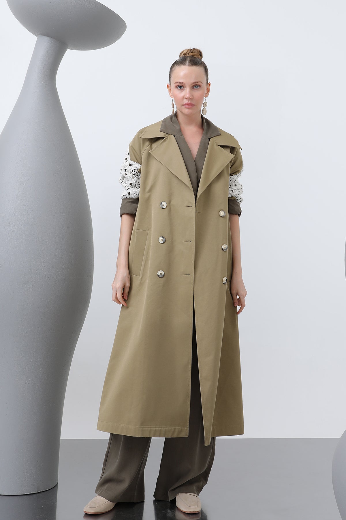 Kadın Dantel Detaylı Trench - 32140TRC