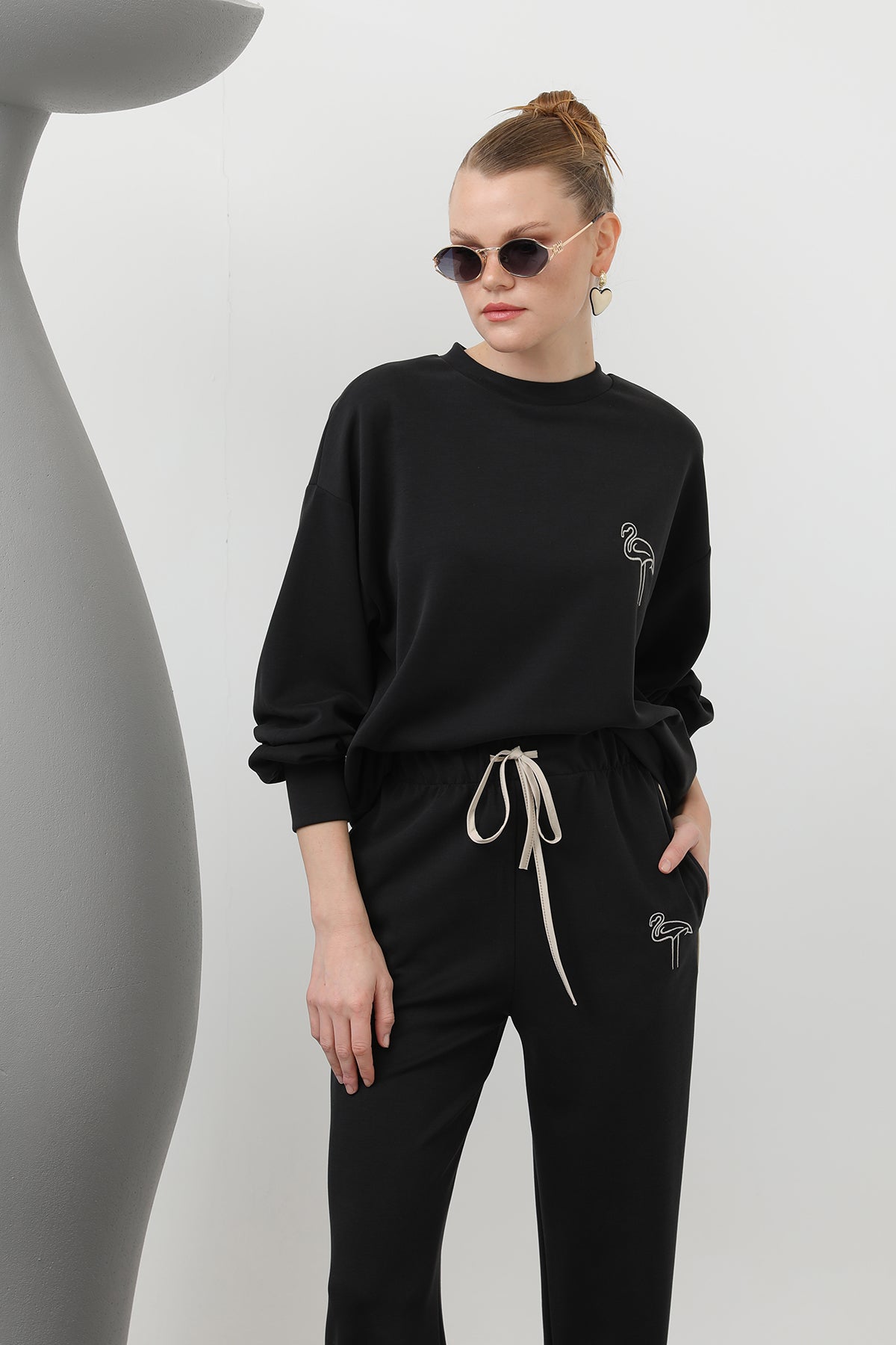 Kadın Kuğu Nakışlı Eşofman Takım - 32162TKS