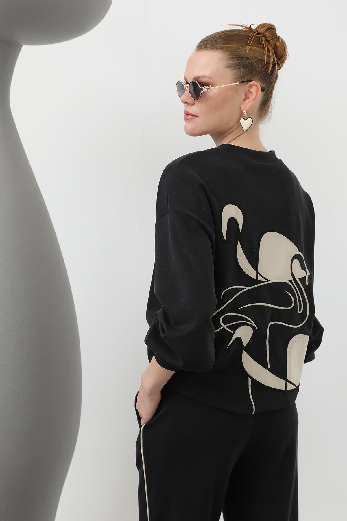 Kadın Kuğu Nakışlı Eşofman Takım - 32162TKS