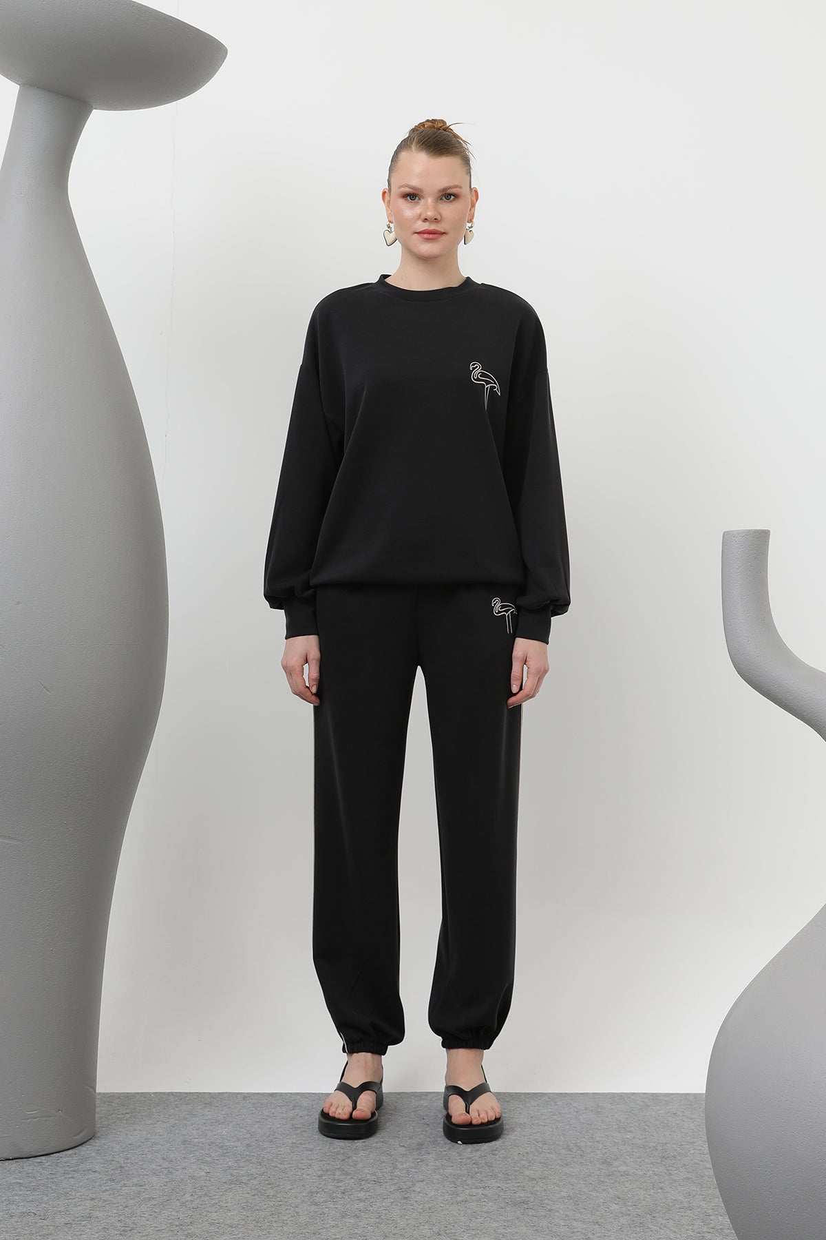 Kadın Kuğu Nakışlı Eşofman Takım - 32162TKS