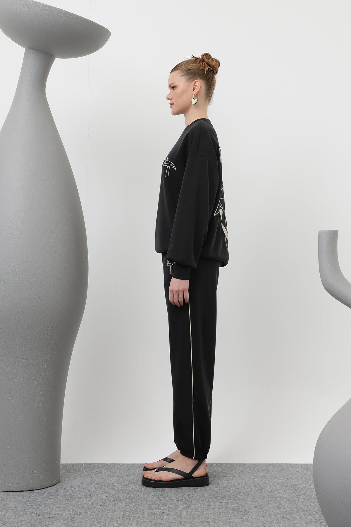 Kadın Kuğu Nakışlı Eşofman Takım - 32162TKS