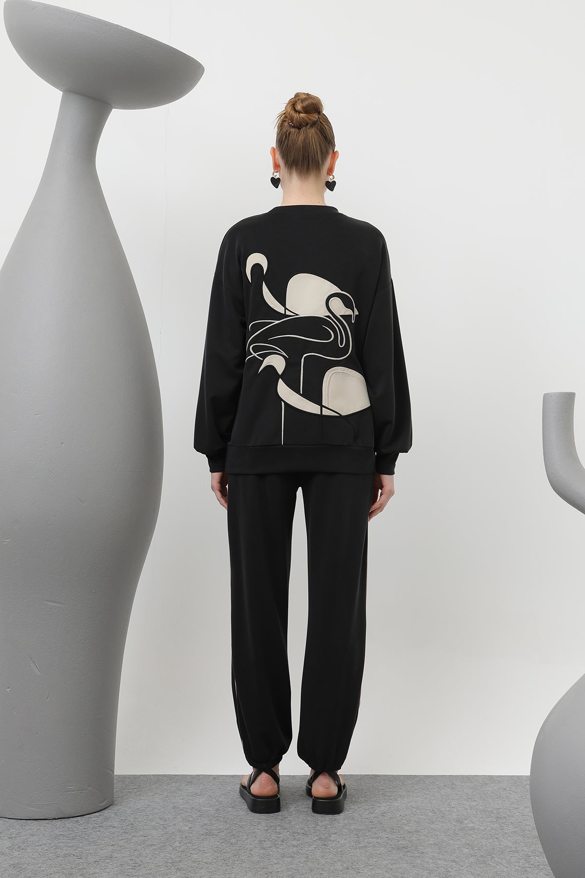 Kadın Kuğu Nakışlı Eşofman Takım - 32162TKS