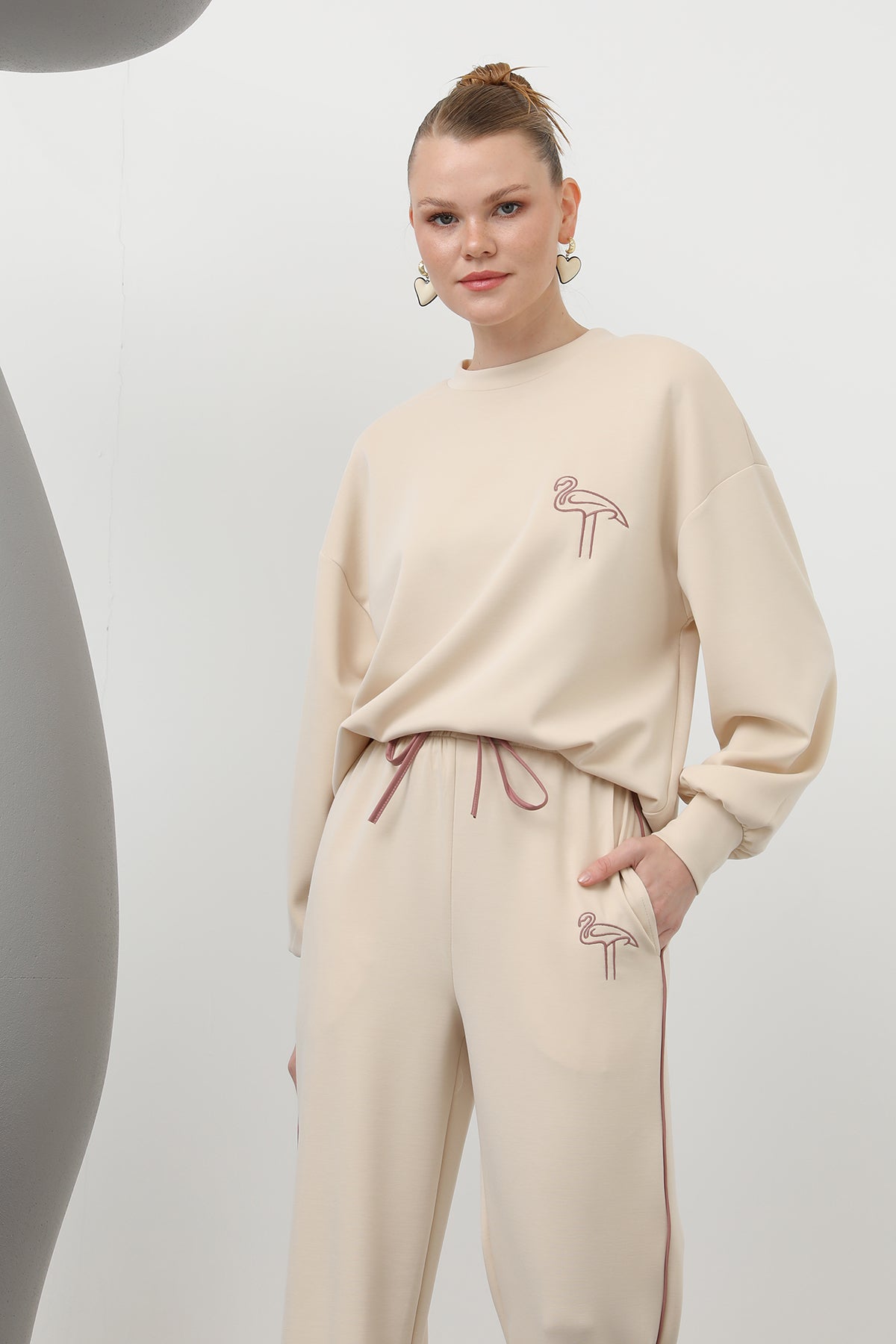 Kadın Kuğu Nakışlı Eşofman Takım - 32162TKS