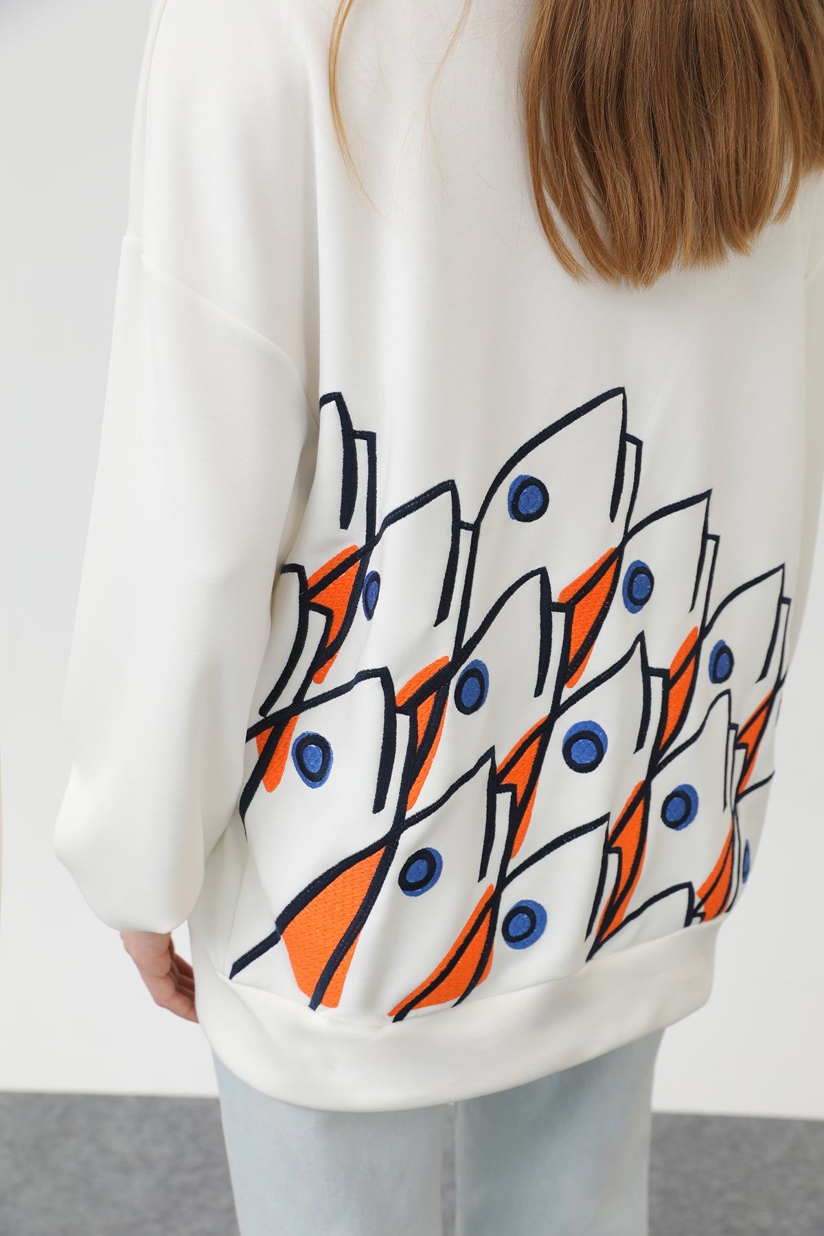 Kadın Balık Nakışlı Sweat - 32163SWT