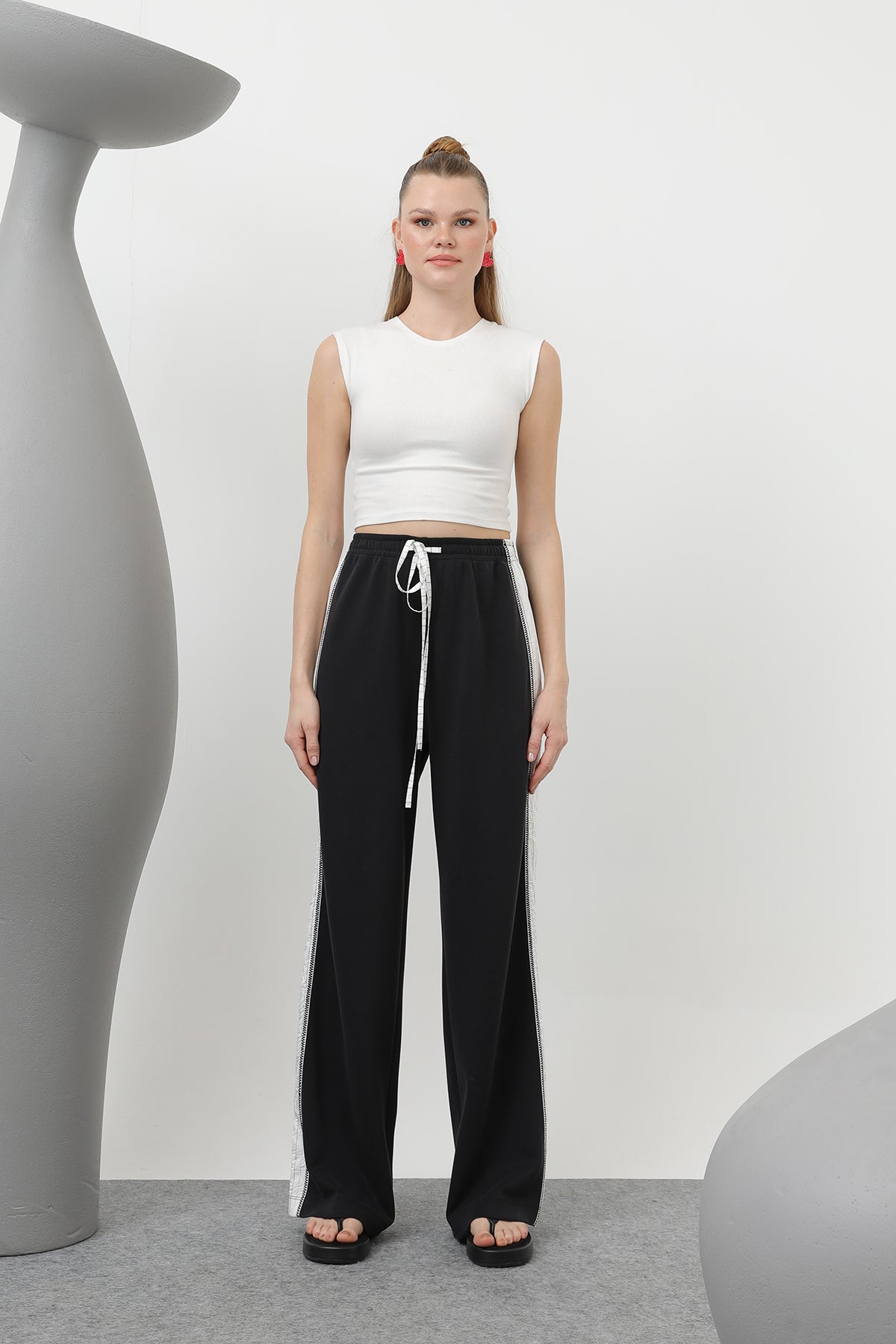 Kadın Çizgi Garnili Pantolon - 32167PNT