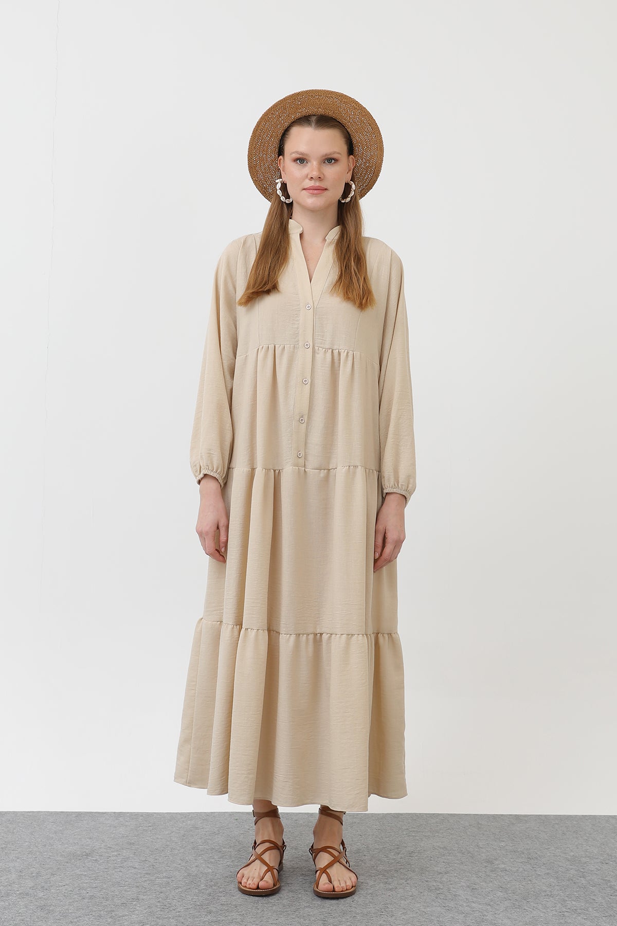 Kadın Keten Elbise - 32171ELB