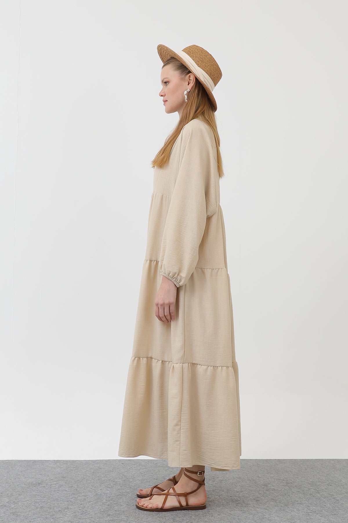 Kadın Keten Elbise - 32171ELB