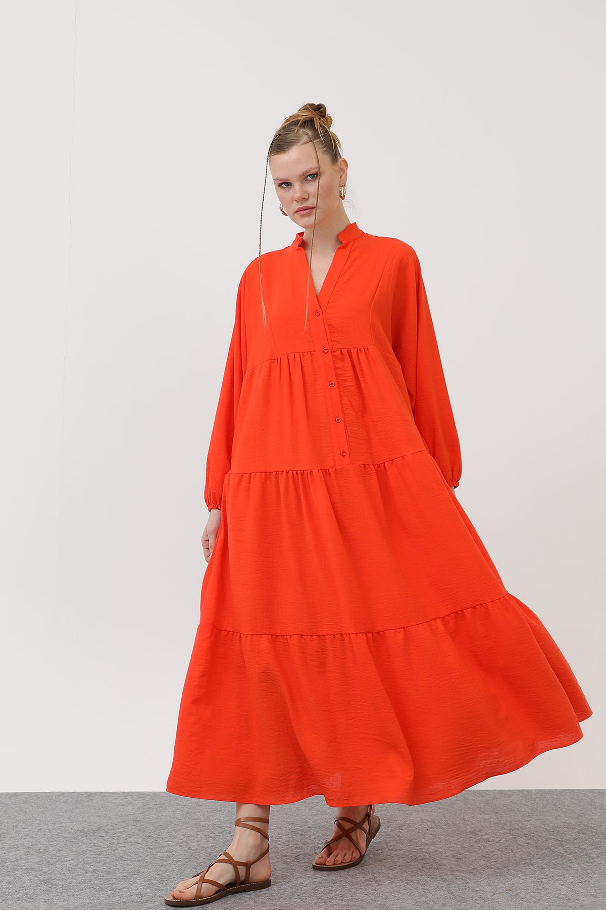 Kadın Keten Elbise - 32171ELB