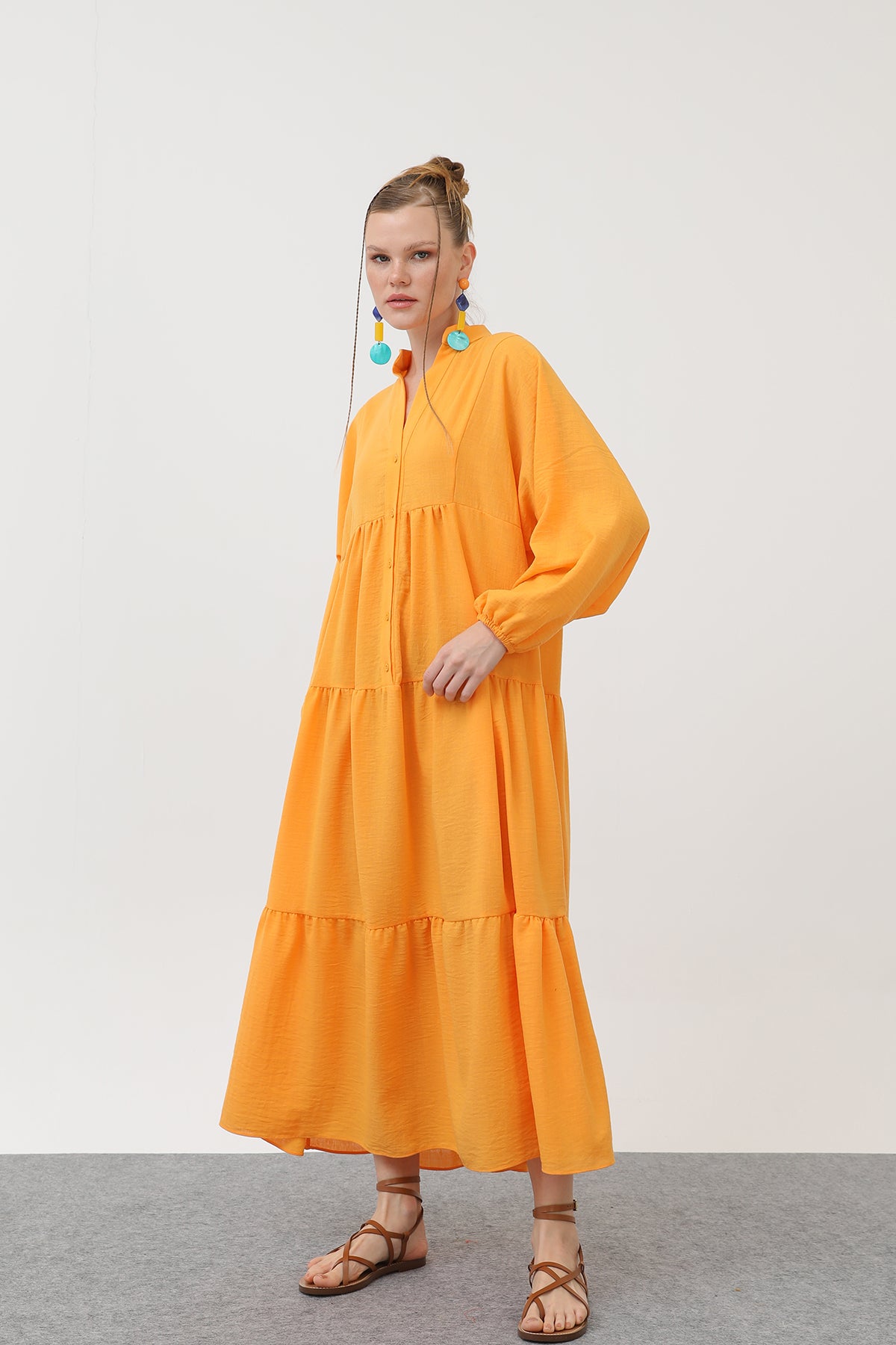 Kadın Keten Elbise - 32171ELB