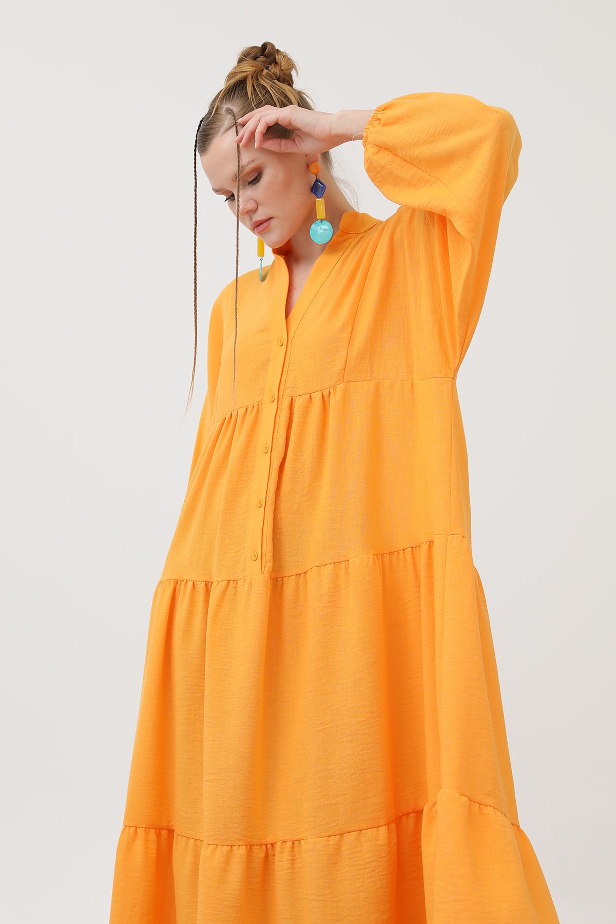 Kadın Keten Elbise - 32171ELB