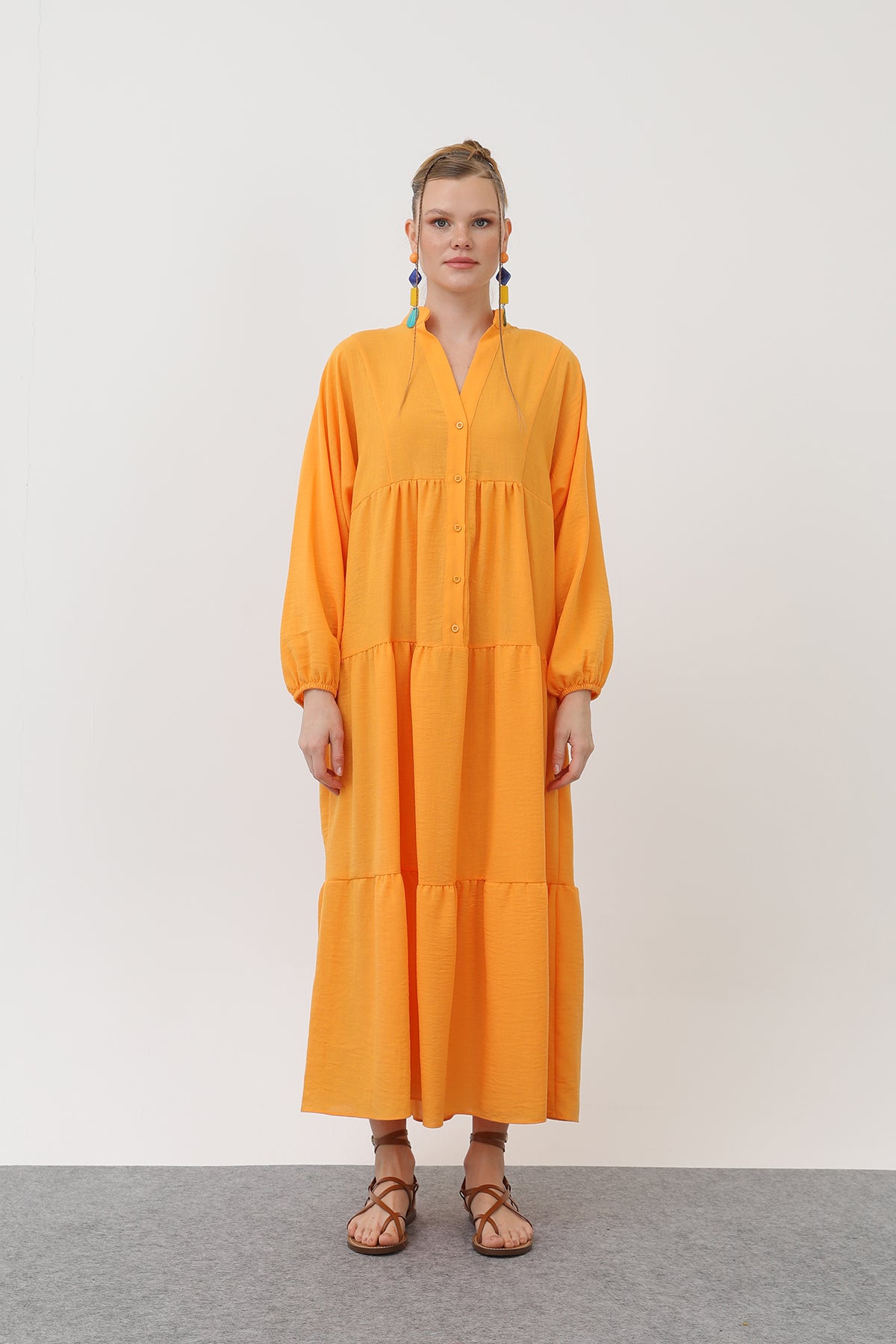 Kadın Keten Elbise - 32171ELB