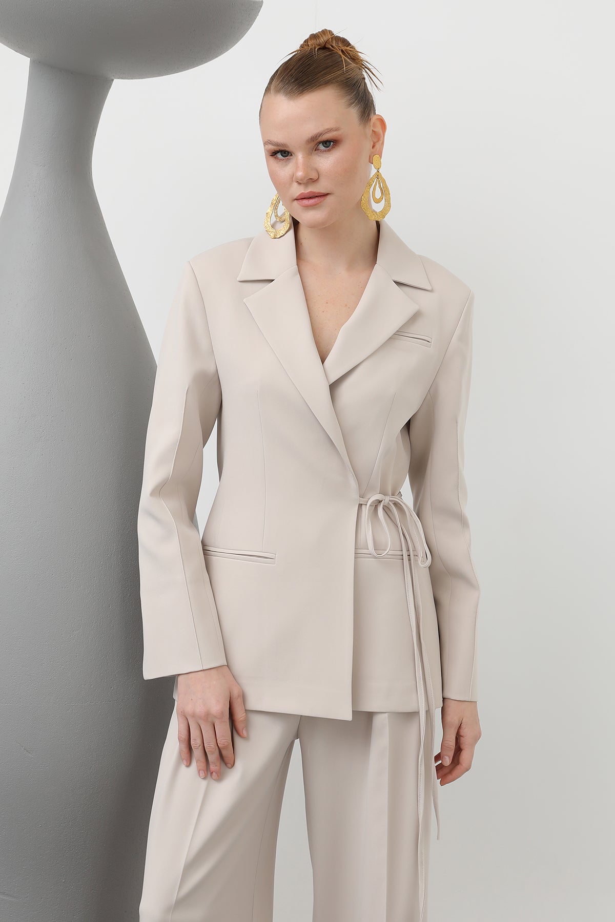 Kadın Biye Bağlamalı Blazer Ceket - 32173CKT