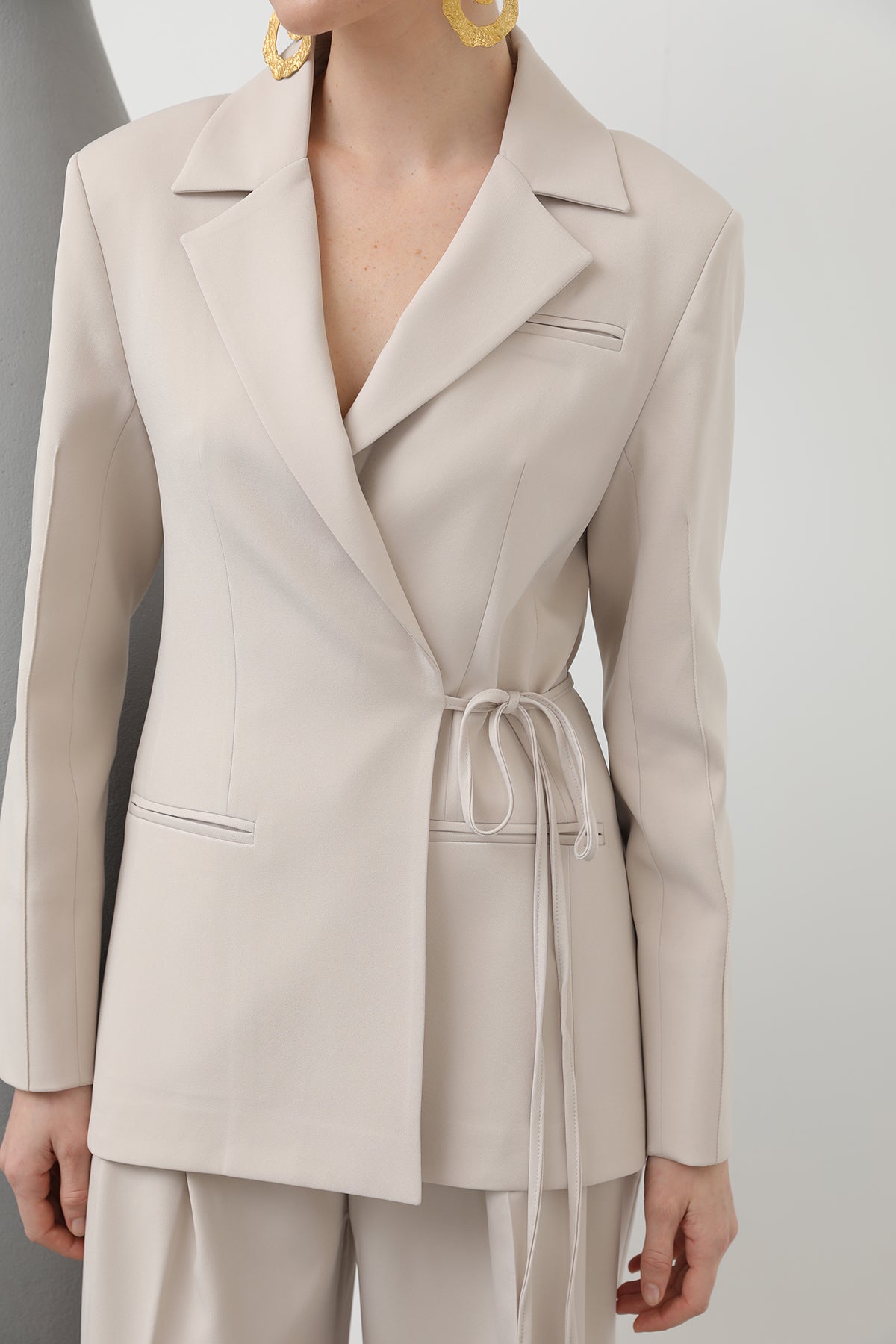 Kadın Biye Bağlamalı Blazer Ceket - 32173CKT