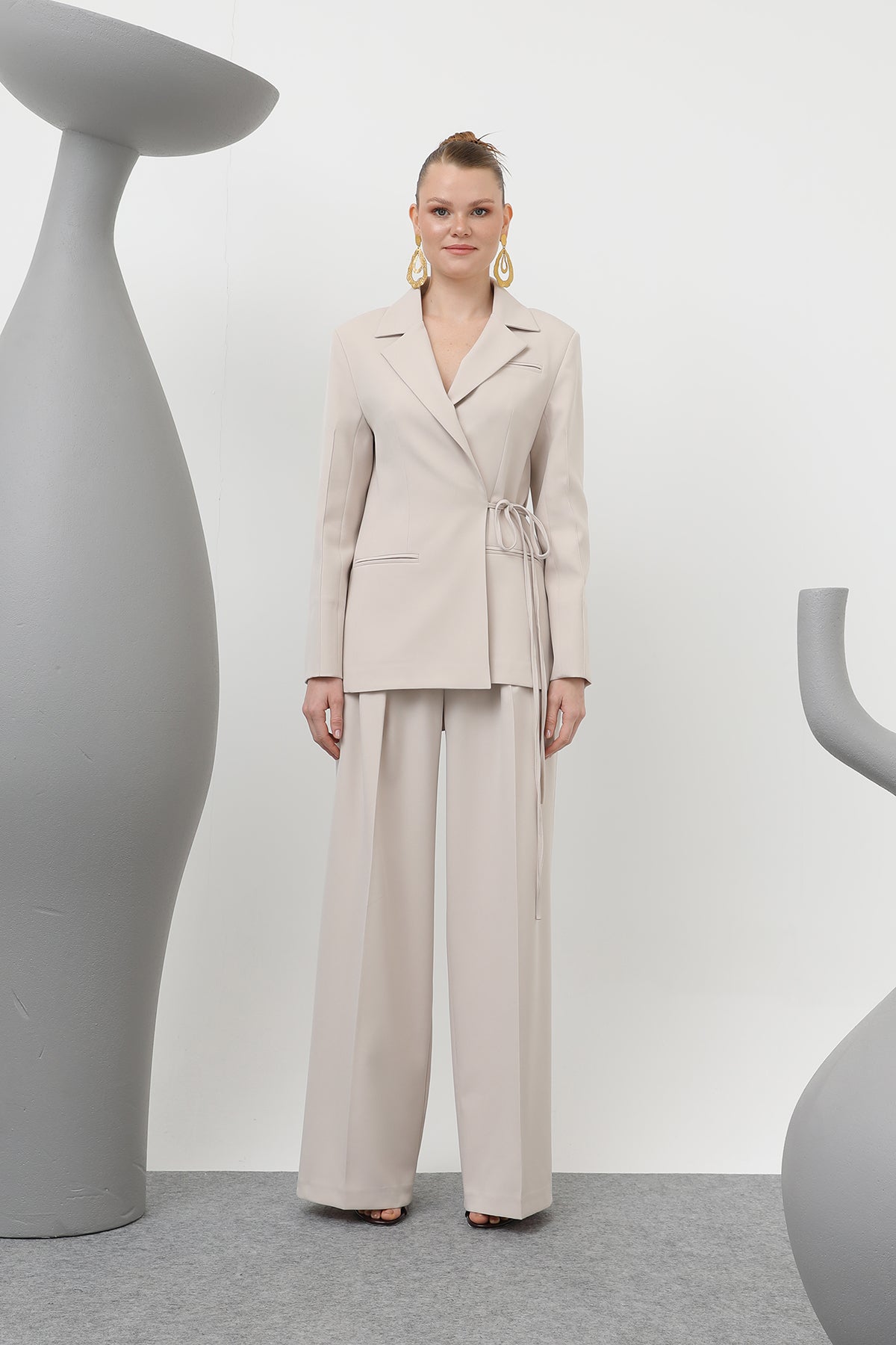 Kadın Biye Bağlamalı Blazer Ceket - 32173CKT