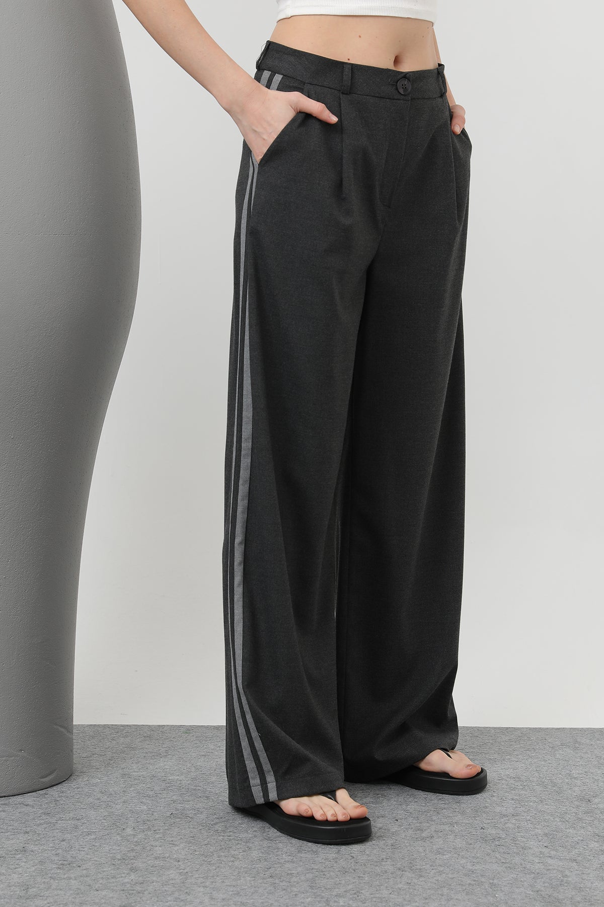 Kadın Garnili Pileli Pantolon - 32176PNT