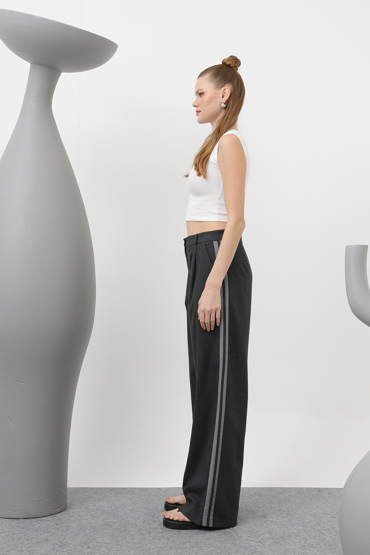 Kadın Garnili Pileli Pantolon - 32176PNT