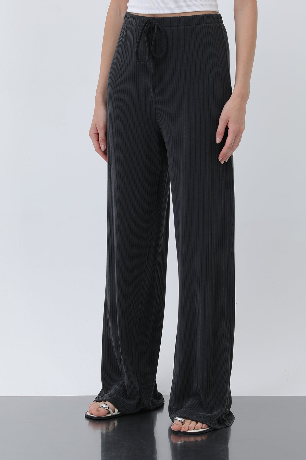 Kadın Fitilli Belden Bağlamalı Pantolon -32224PNT