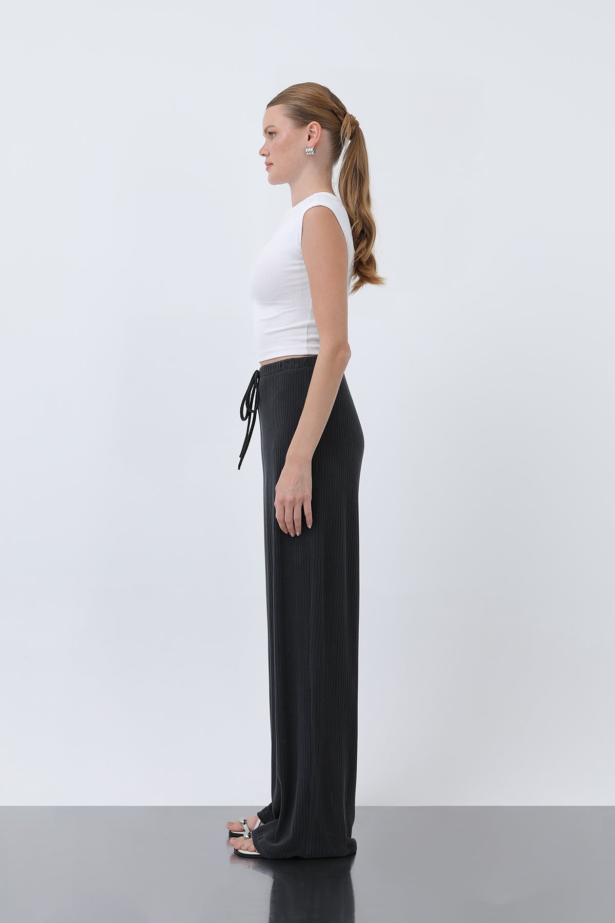 Kadın Fitilli Belden Bağlamalı Pantolon -32224PNT