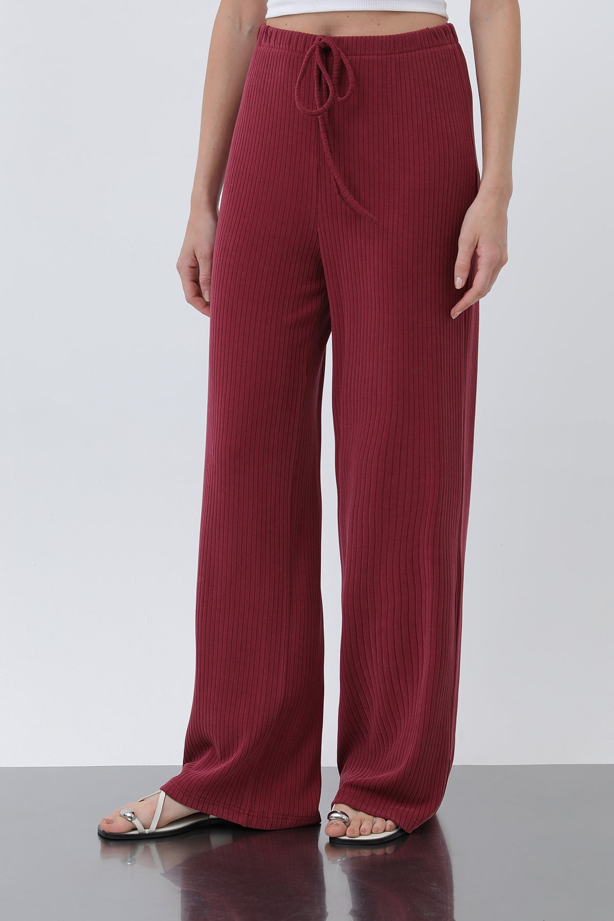 Kadın Fitilli Belden Bağlamalı Pantolon -32224PNT