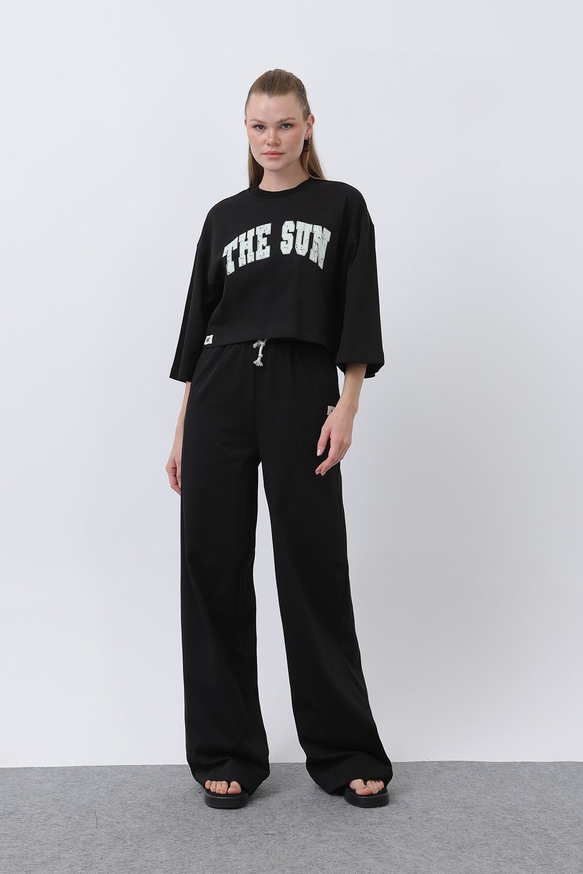 Kadın Önü Baskılı İkili Pantolonlu Takım - 32226TKS