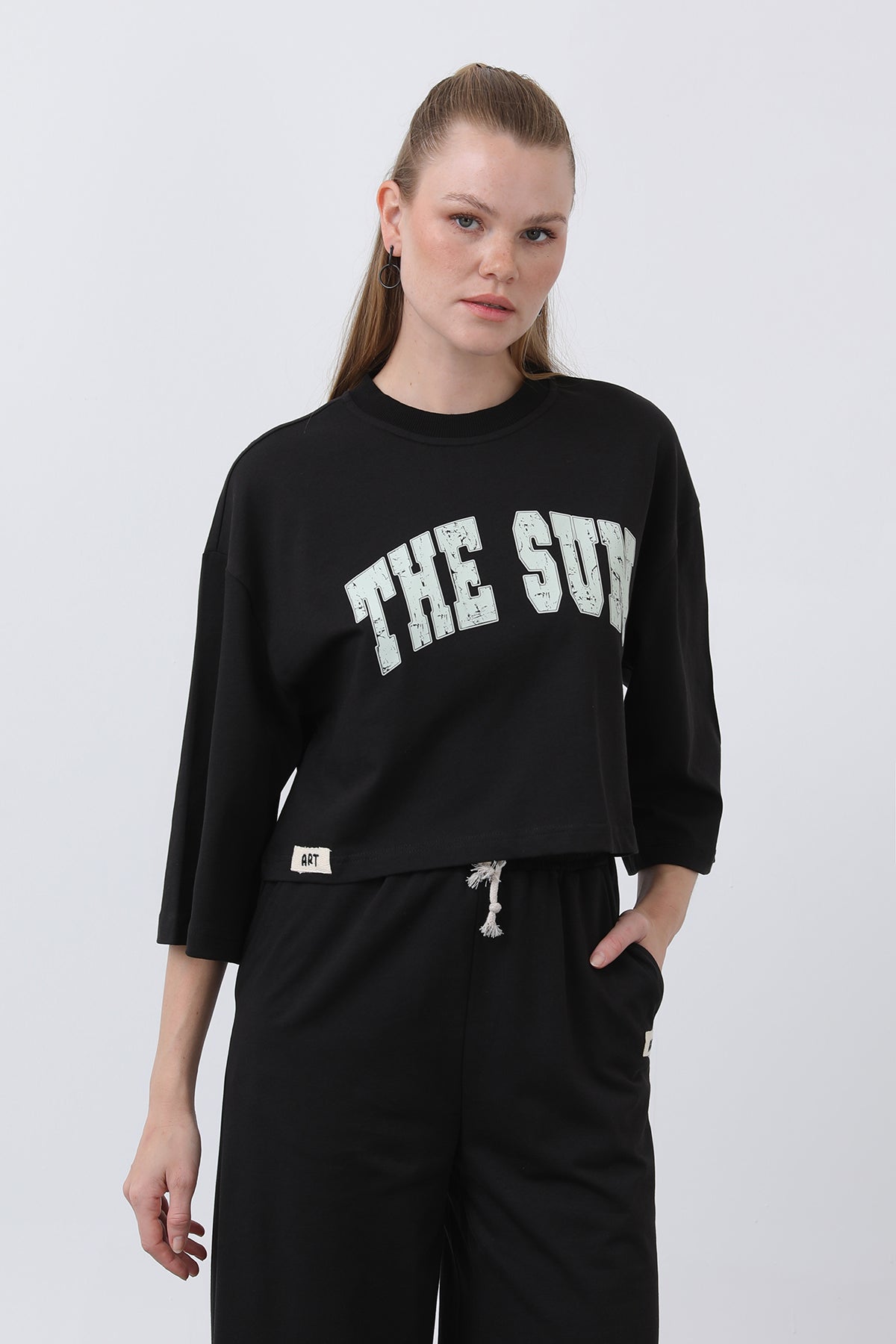 Kadın Önü Baskılı İkili Pantolonlu Takım - 32226TKS