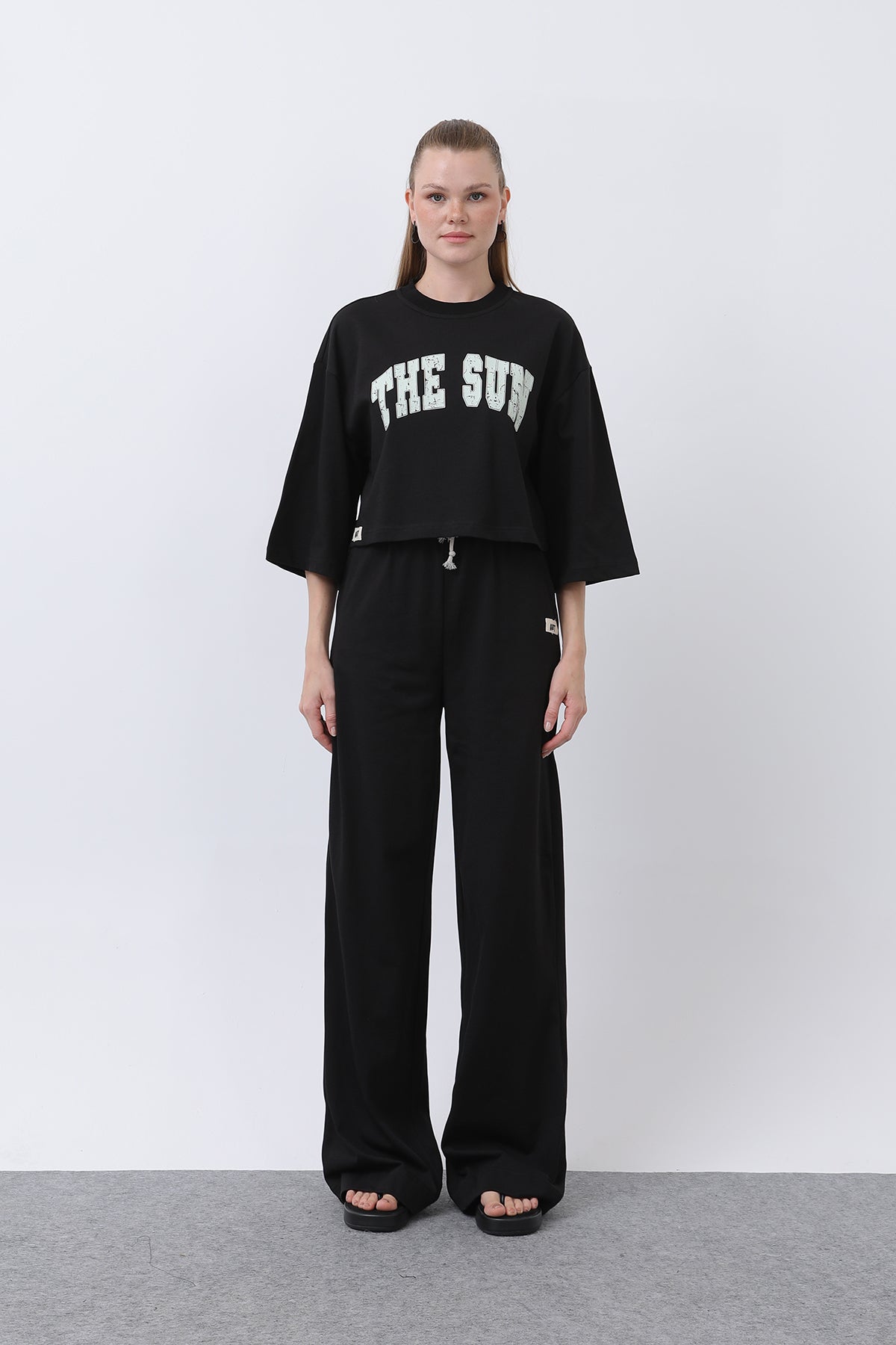 Kadın Önü Baskılı İkili Pantolonlu Takım - 32226TKS