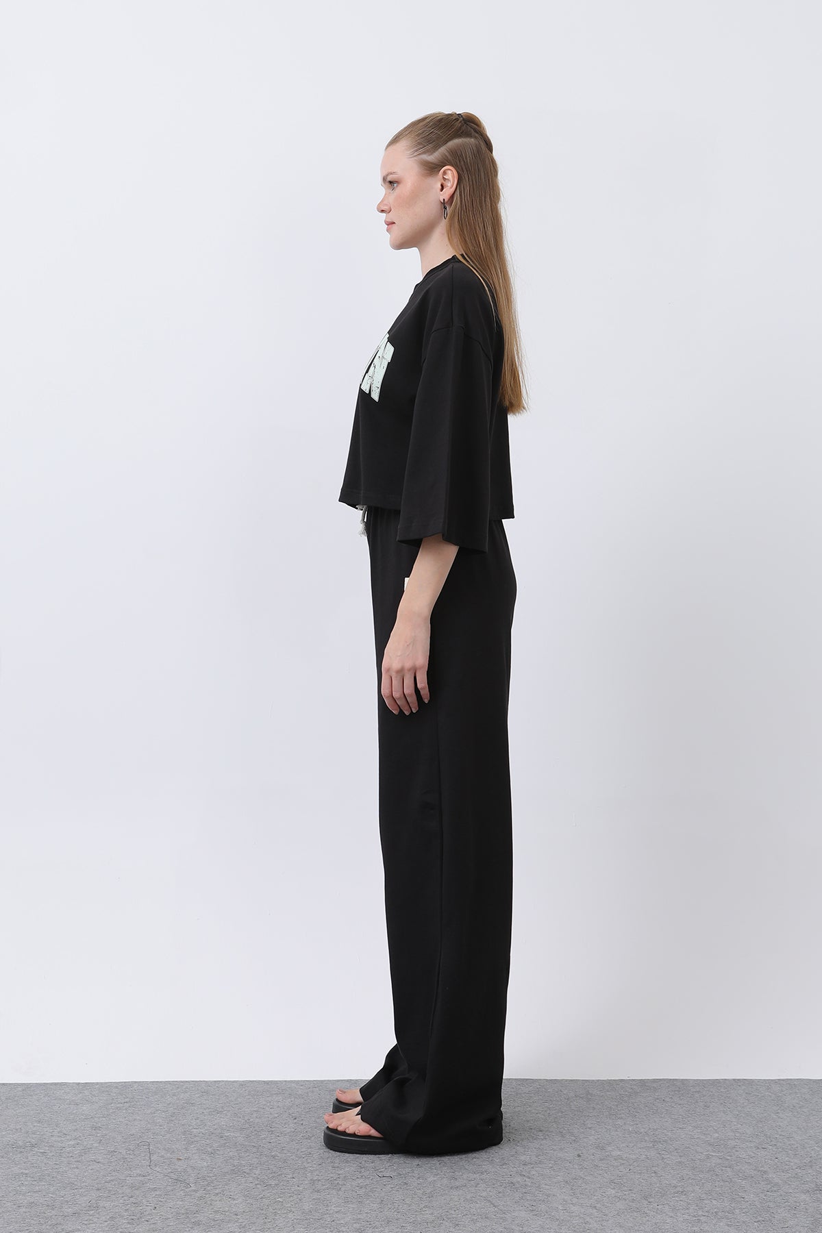 Kadın Önü Baskılı İkili Pantolonlu Takım - 32226TKS