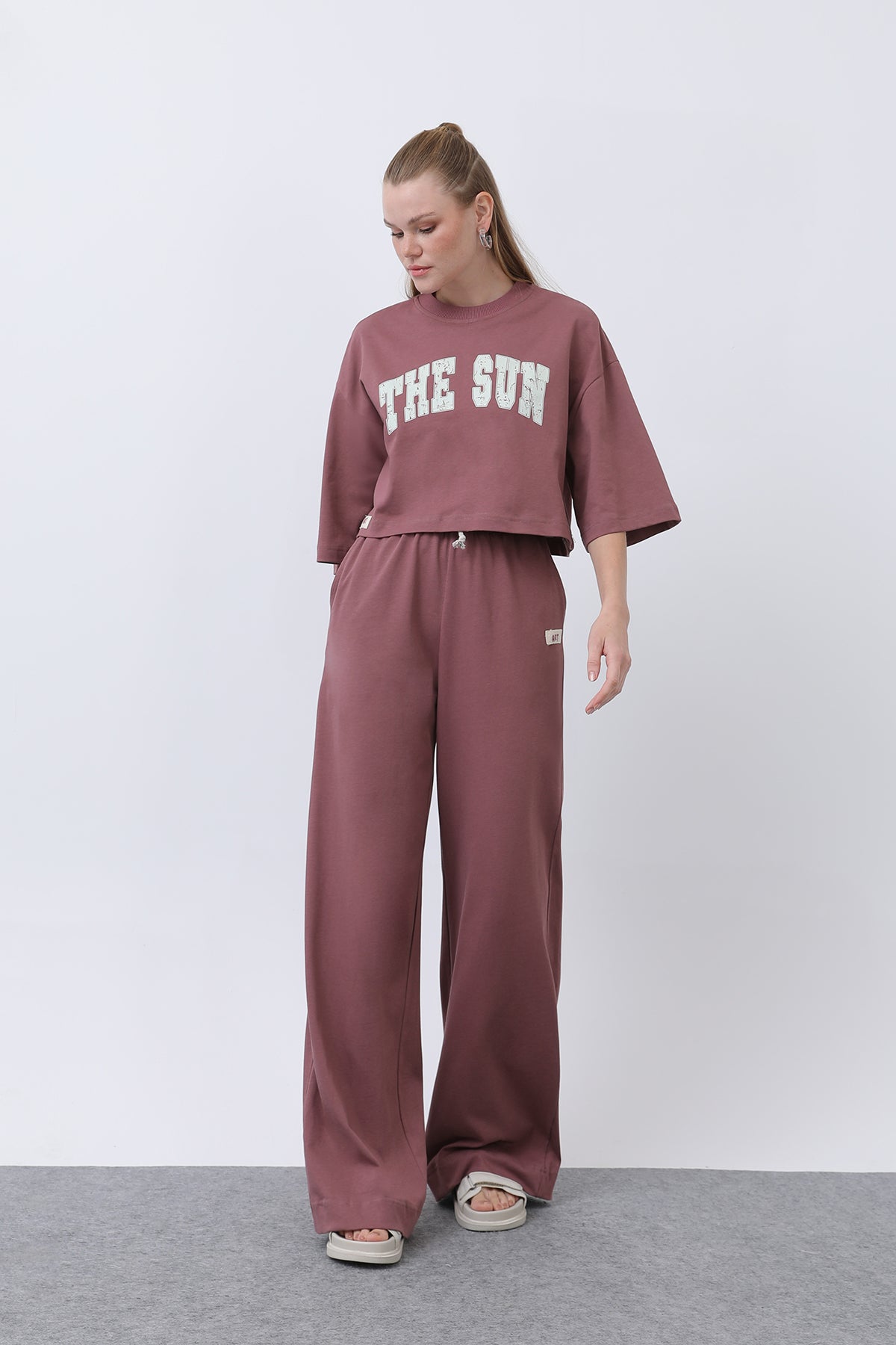 Kadın Önü Baskılı İkili Pantolonlu Takım - 32226TKS