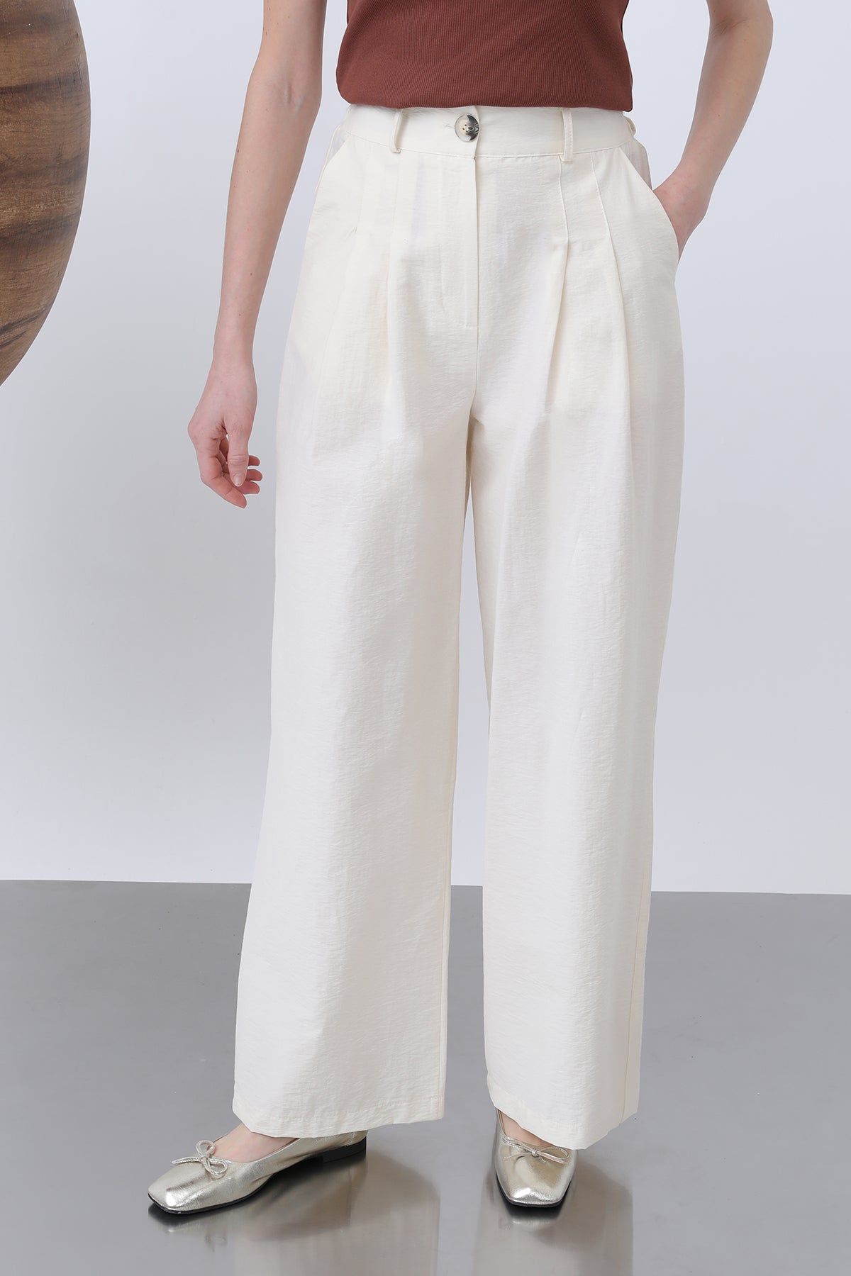 Kadın Pileli Basic Pantolon -32233PNT