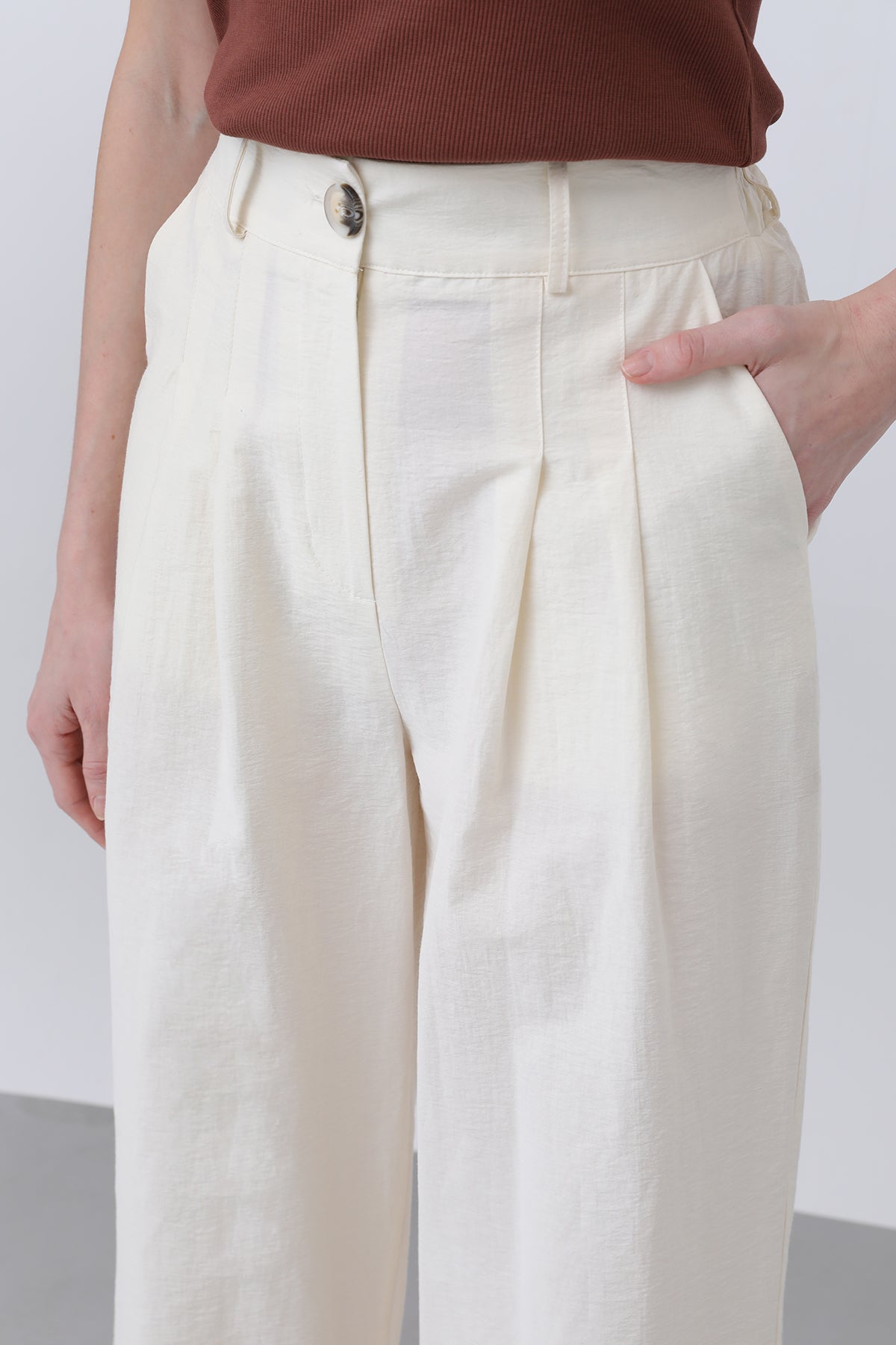 Kadın Pileli Basic Pantolon -32233PNT