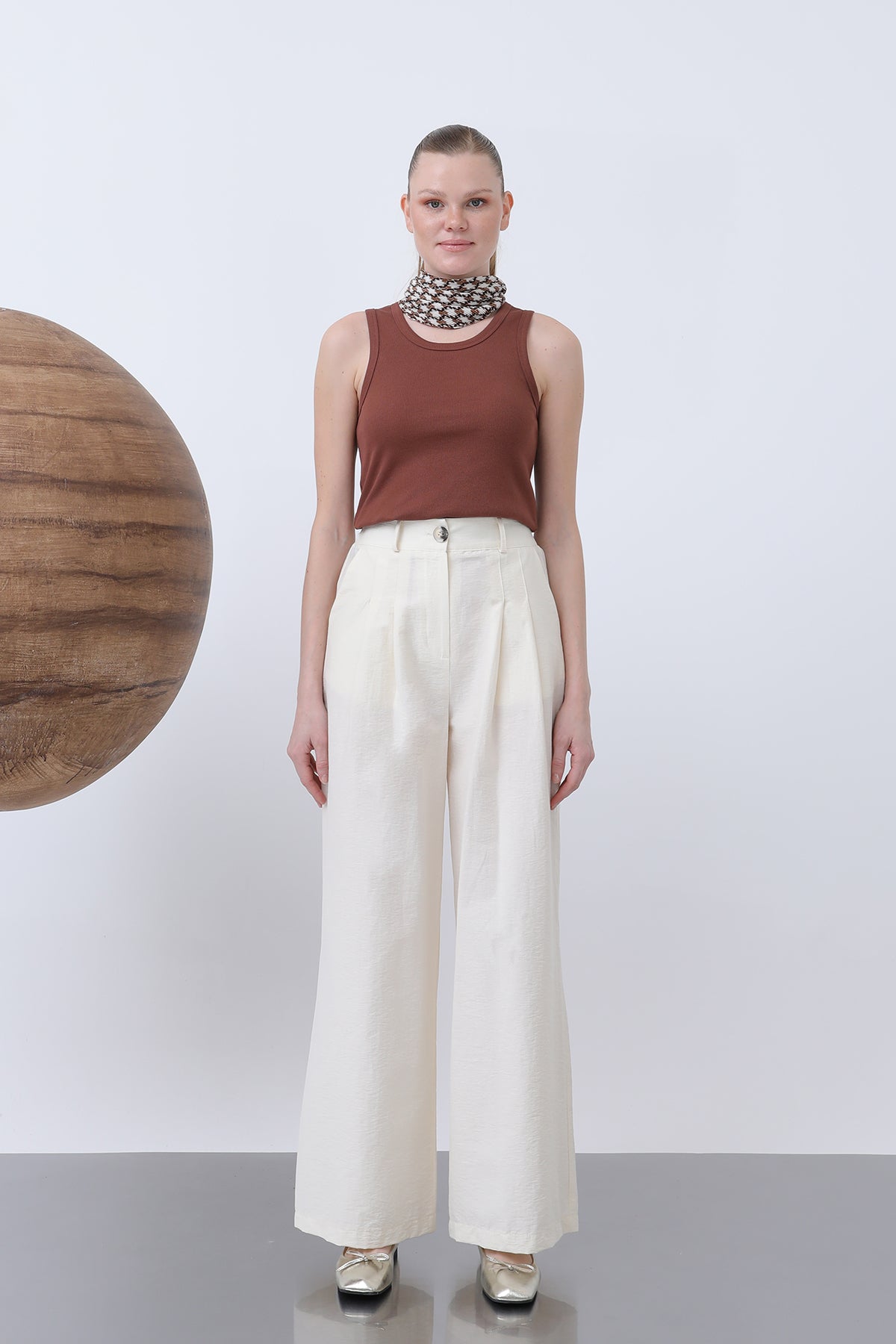 Kadın Pileli Basic Pantolon -32233PNT