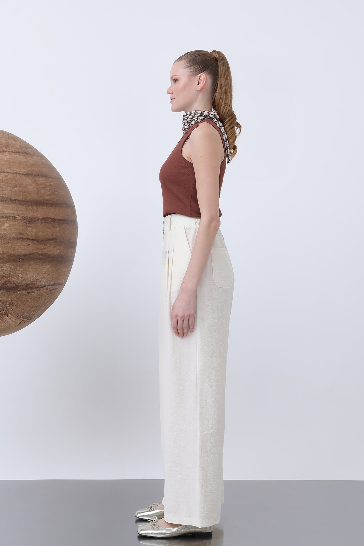 Kadın Pileli Basic Pantolon -32233PNT