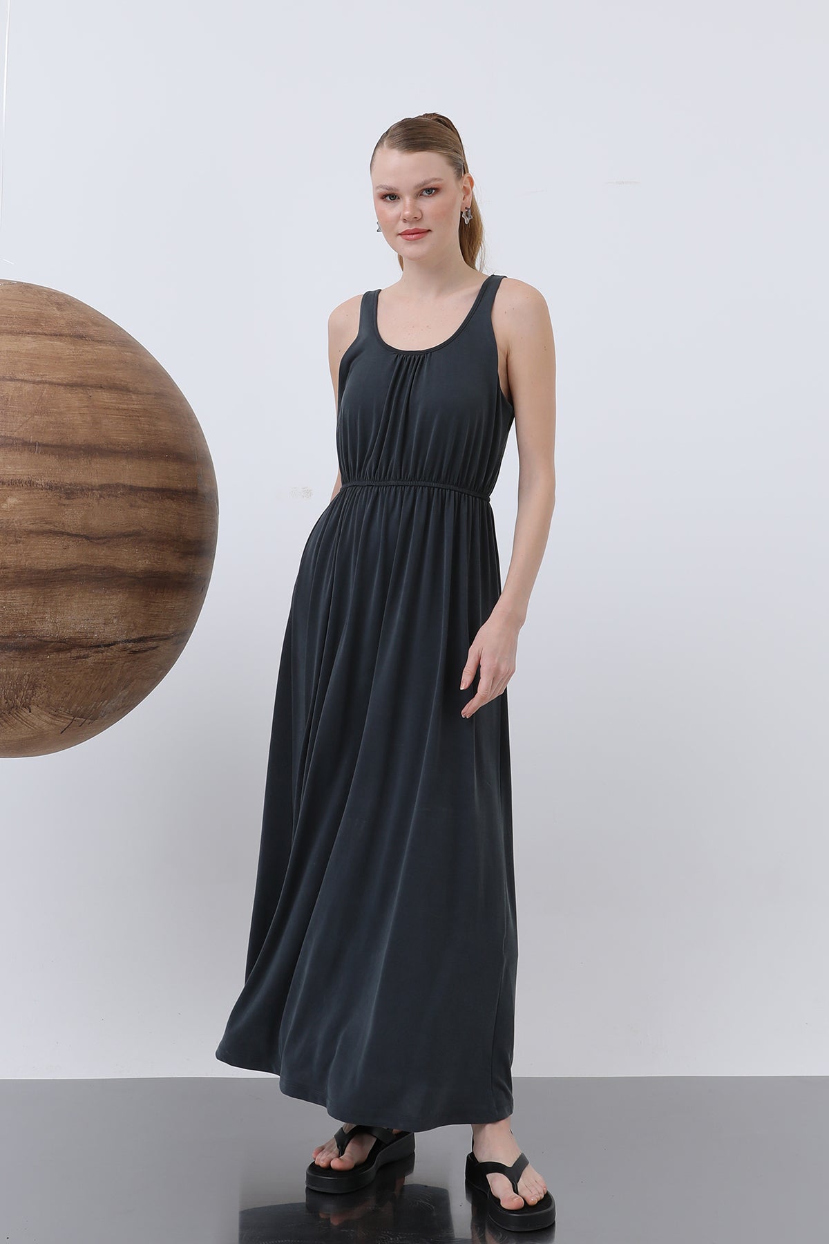 Kadın Basic Askılı Uzun Elbise - 32235ELB