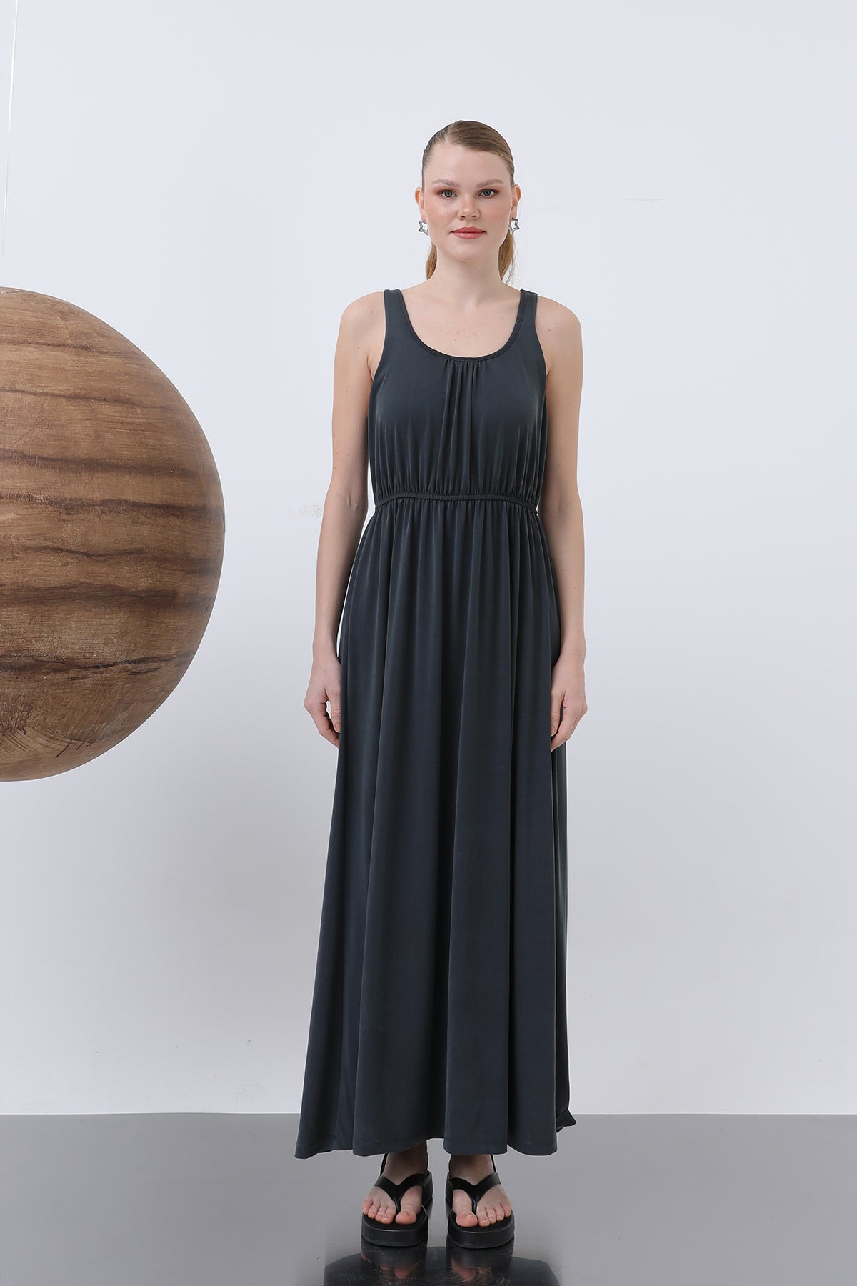 Kadın Basic Askılı Uzun Elbise - 32235ELB