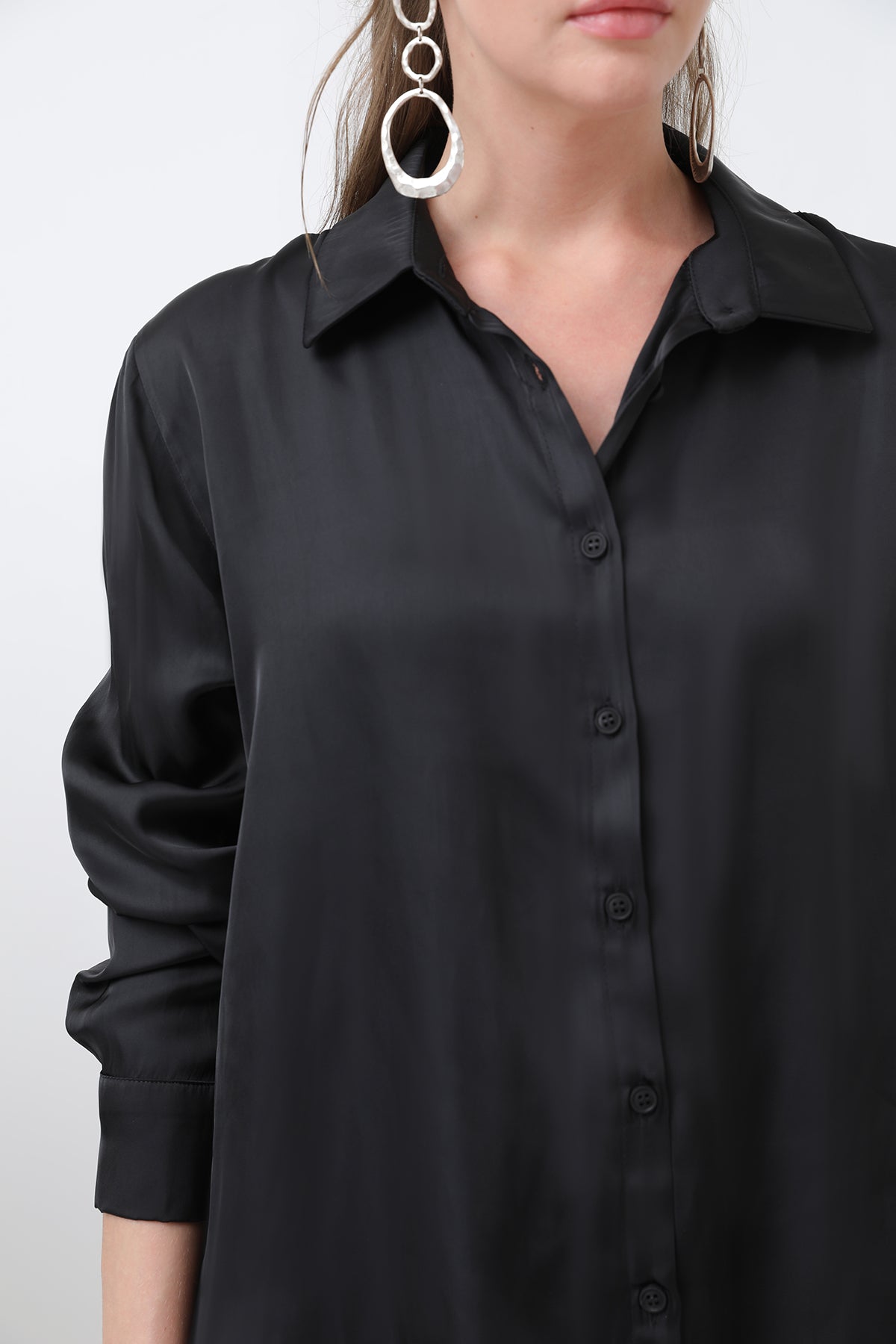 Kadın Saten Gömlek - 32258GML