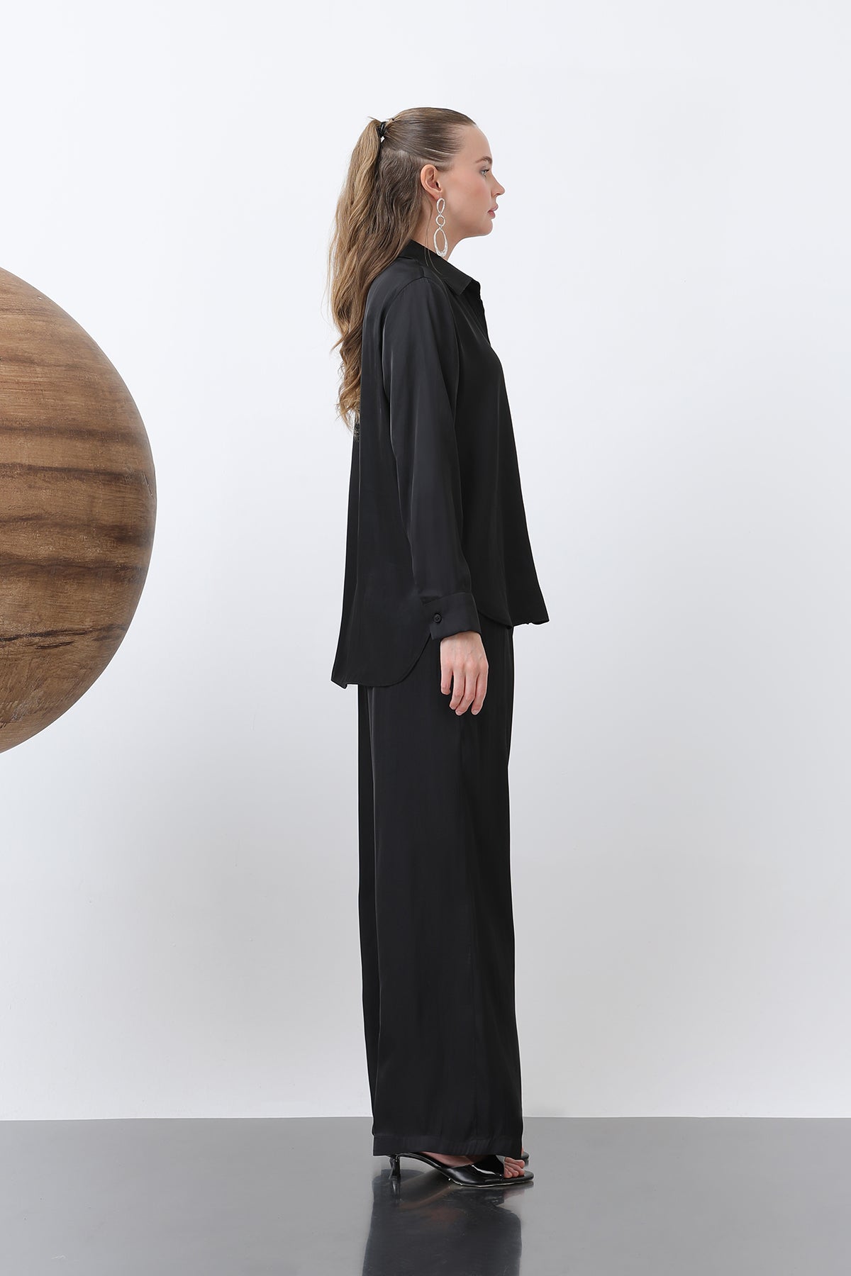 Kadın Saten Belden Bağlamalı Pantalon - 32259PNT