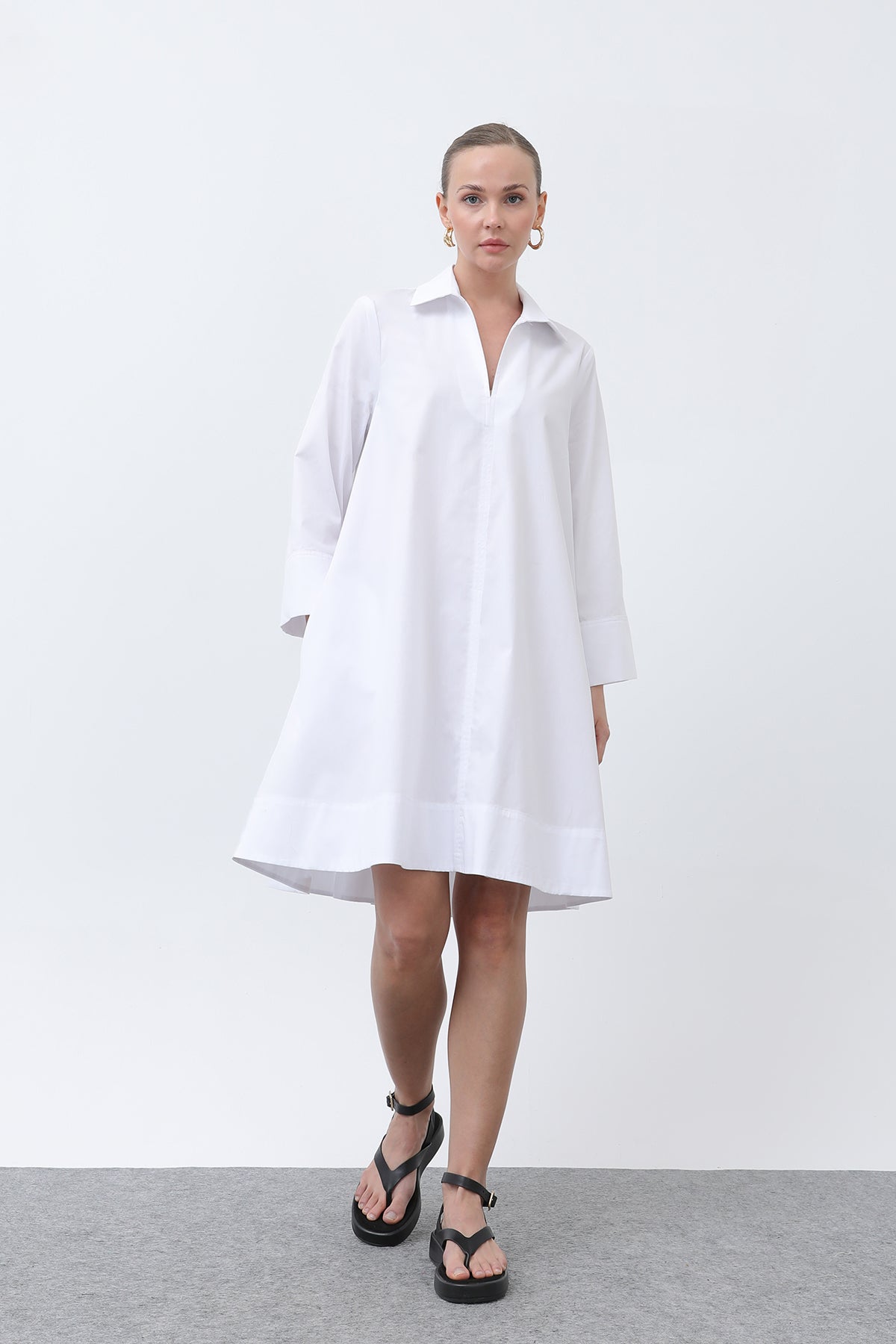 Kadın Poplin Mini Elbise -32274ELB