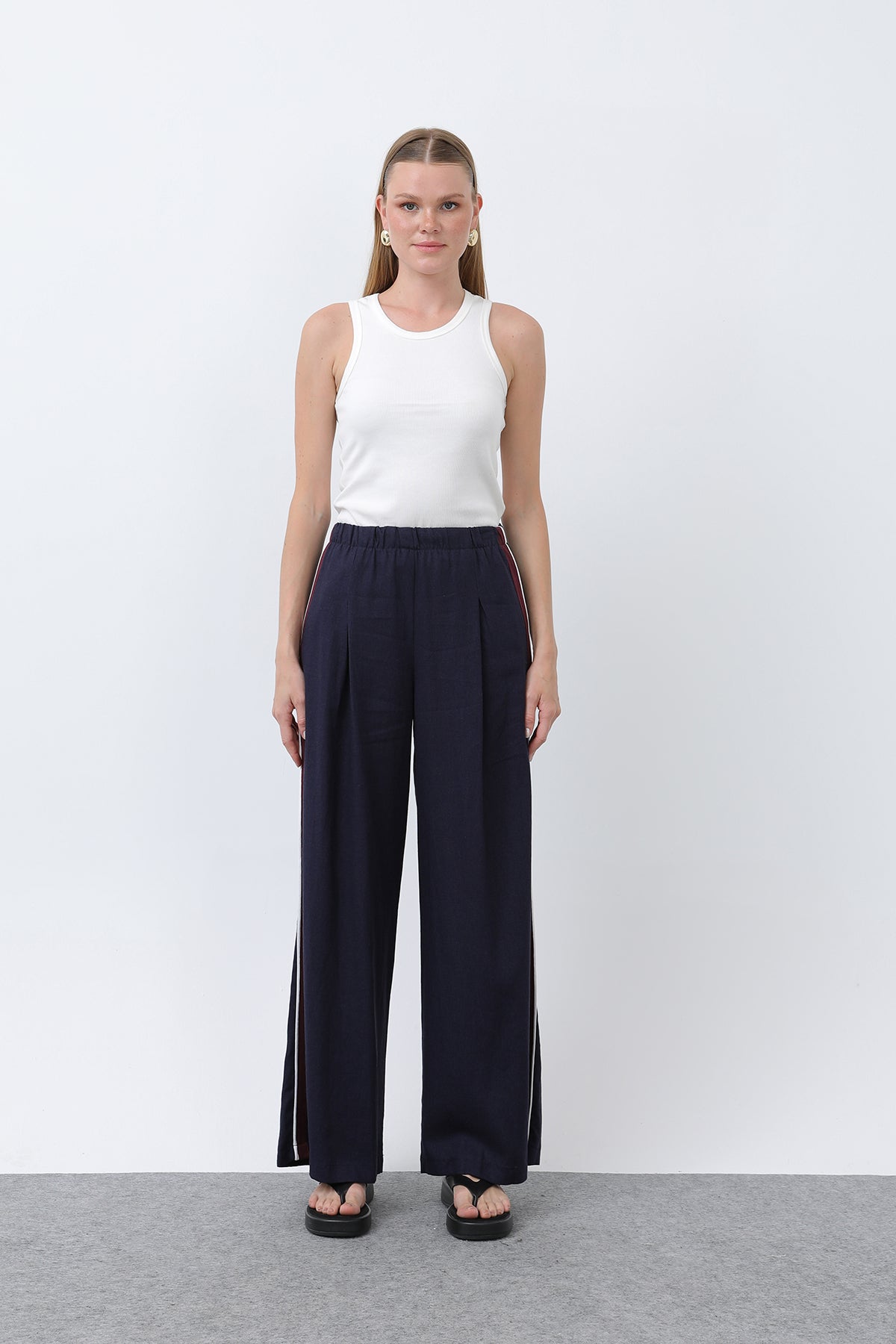 Kadın Yanları Grogrenli Belden Lastikli Pantolon -32302PNT