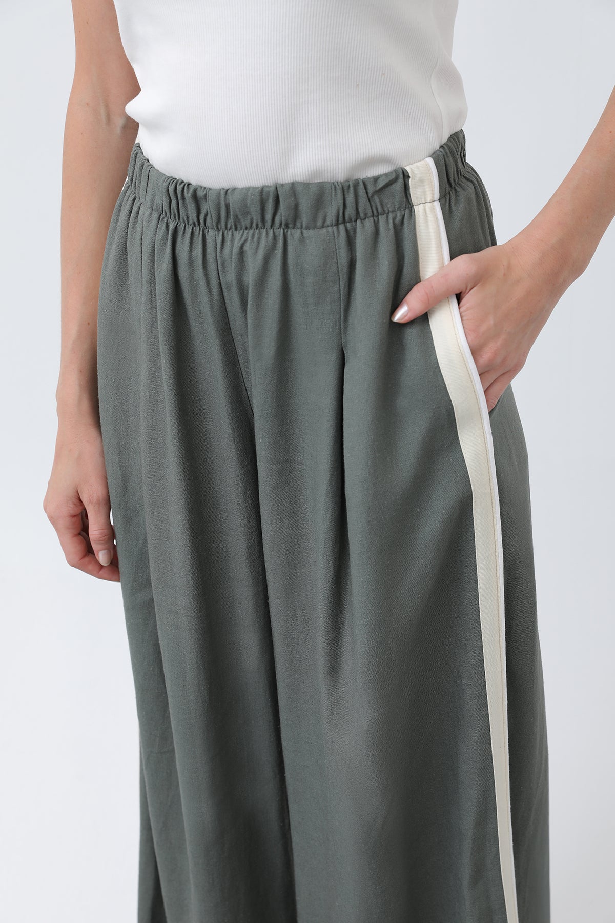 Kadın Yanları Grogrenli Belden Lastikli Pantolon -32302PNT