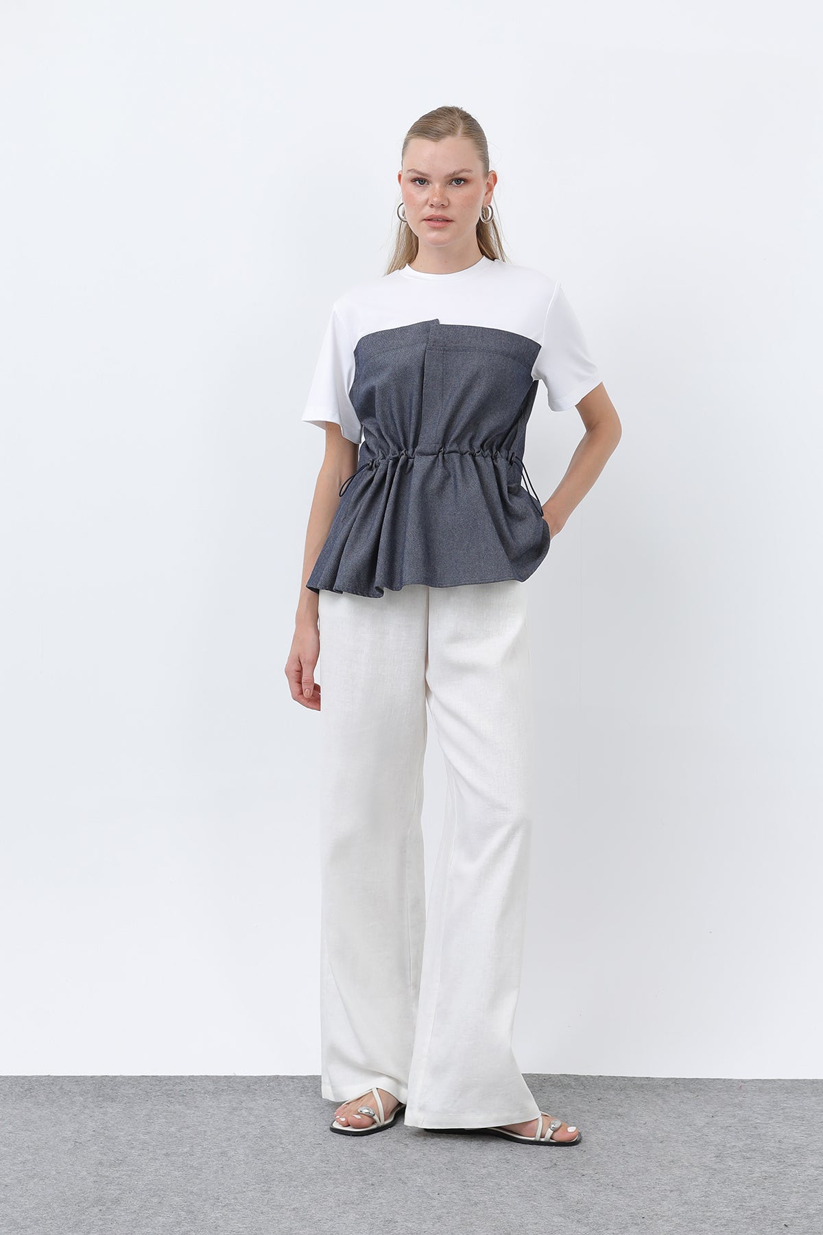 Kadın Denim Detaylı Bluz - 32318BLZ