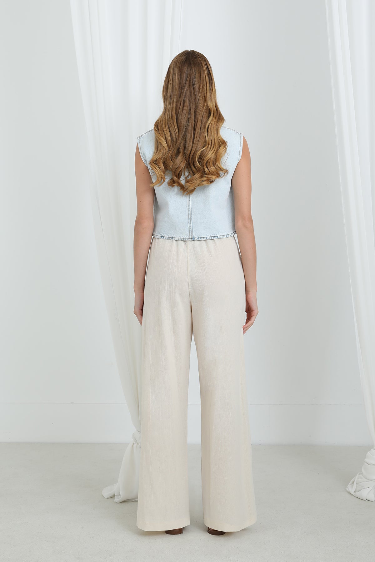 Kadın Beli Lastikli Bol Paça Pantolon -32331PNT