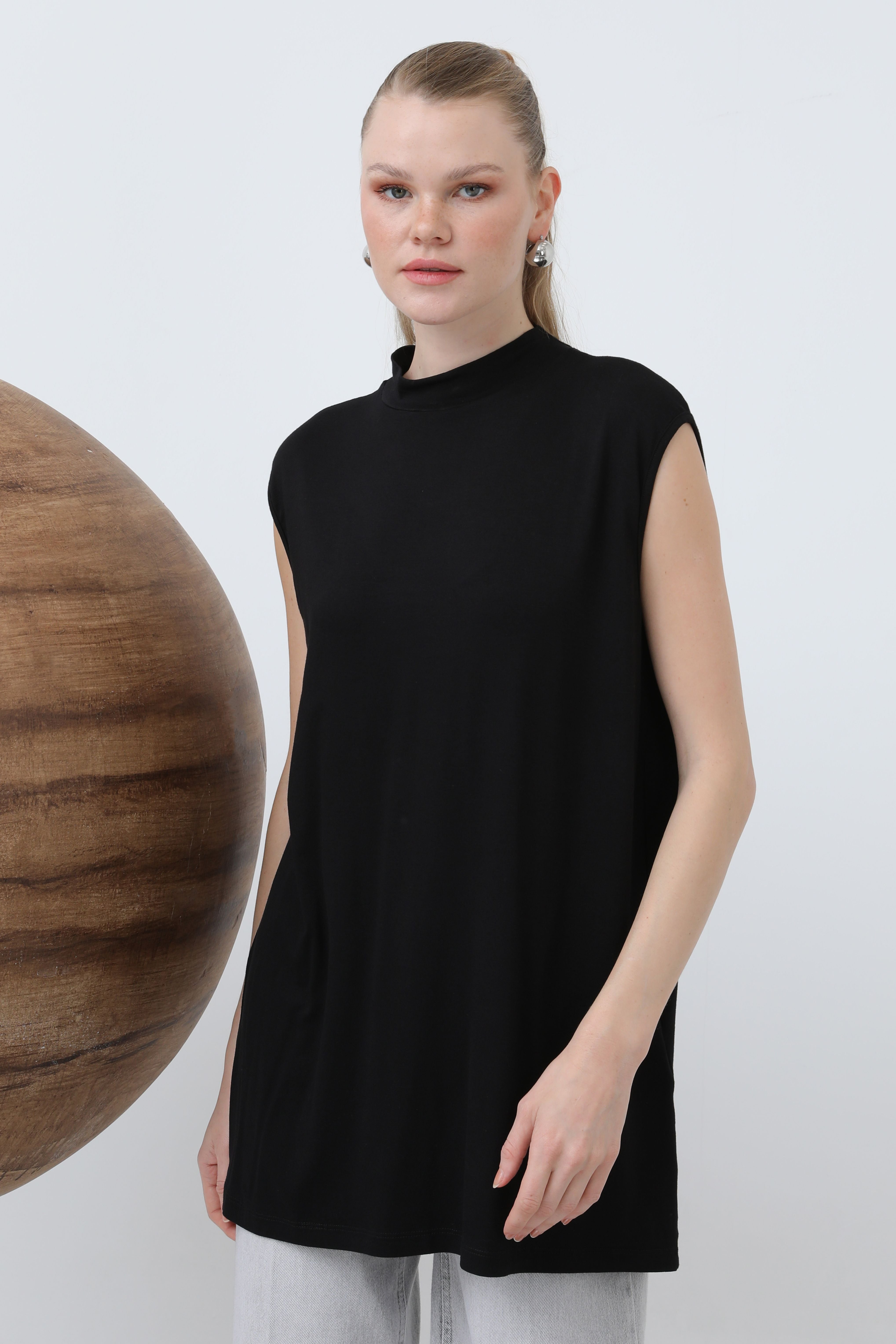 Kadın Kolsuz Bisiklet Yaka Tunik Boy İçlik - 40006BLZ