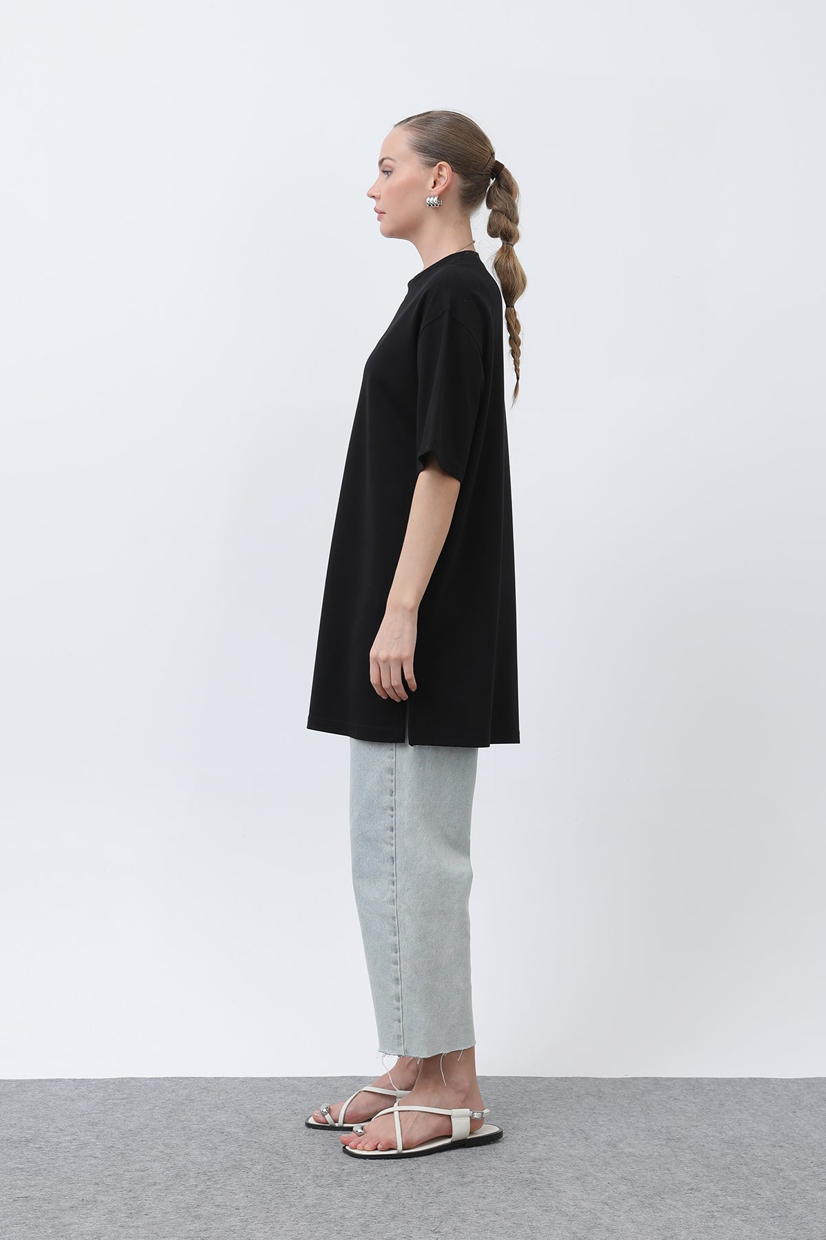 Kadın Uzun Bol Kesim Tshirt - 40009TSH