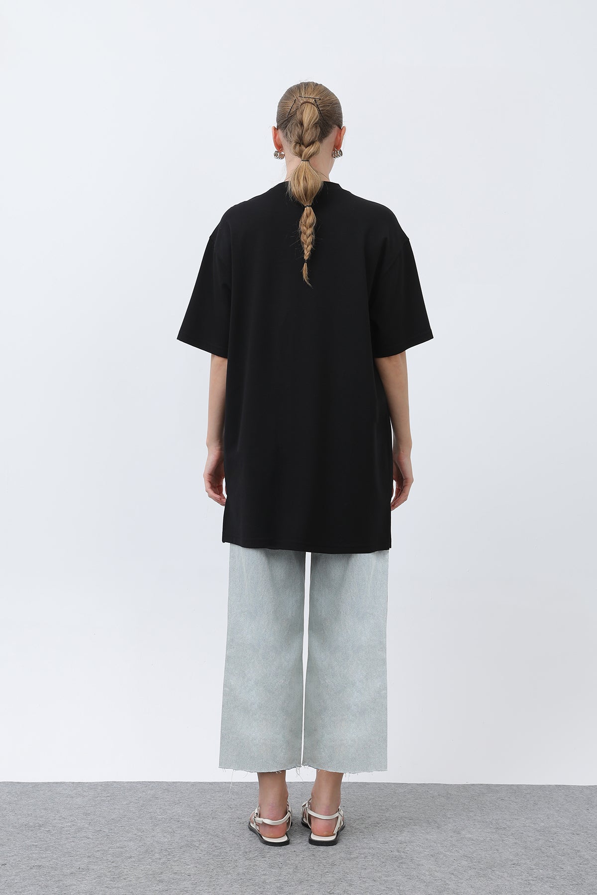 Kadın Uzun Bol Kesim Tshirt - 40009TSH