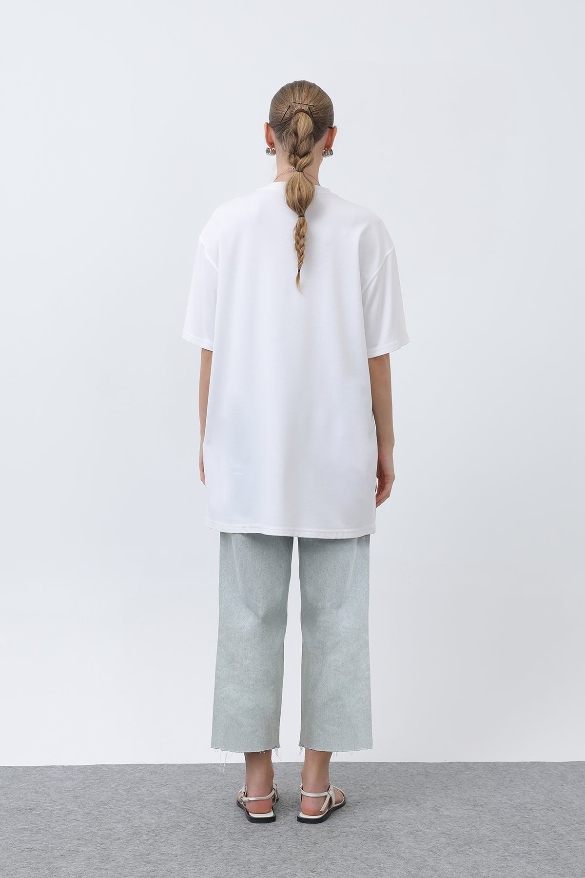 Kadın Uzun Bol Kesim Tshirt - 40009TSH