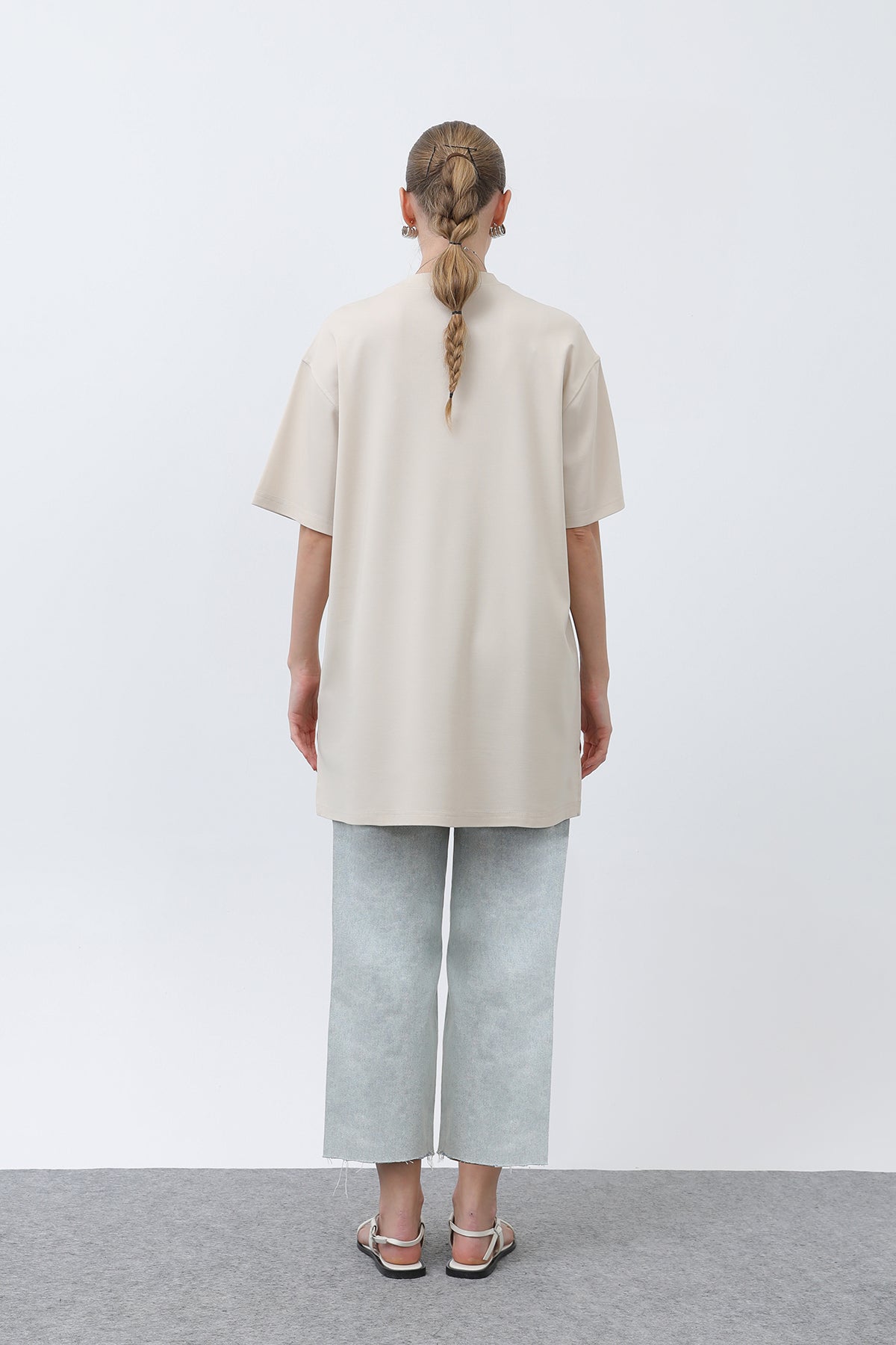 Kadın Uzun Bol Kesim Tshirt - 40009TSH