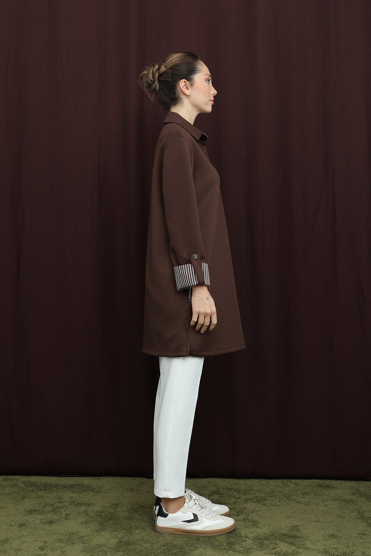 Kadın Basıc Pat ve Kol Detaylı Tunik - 10724TUN